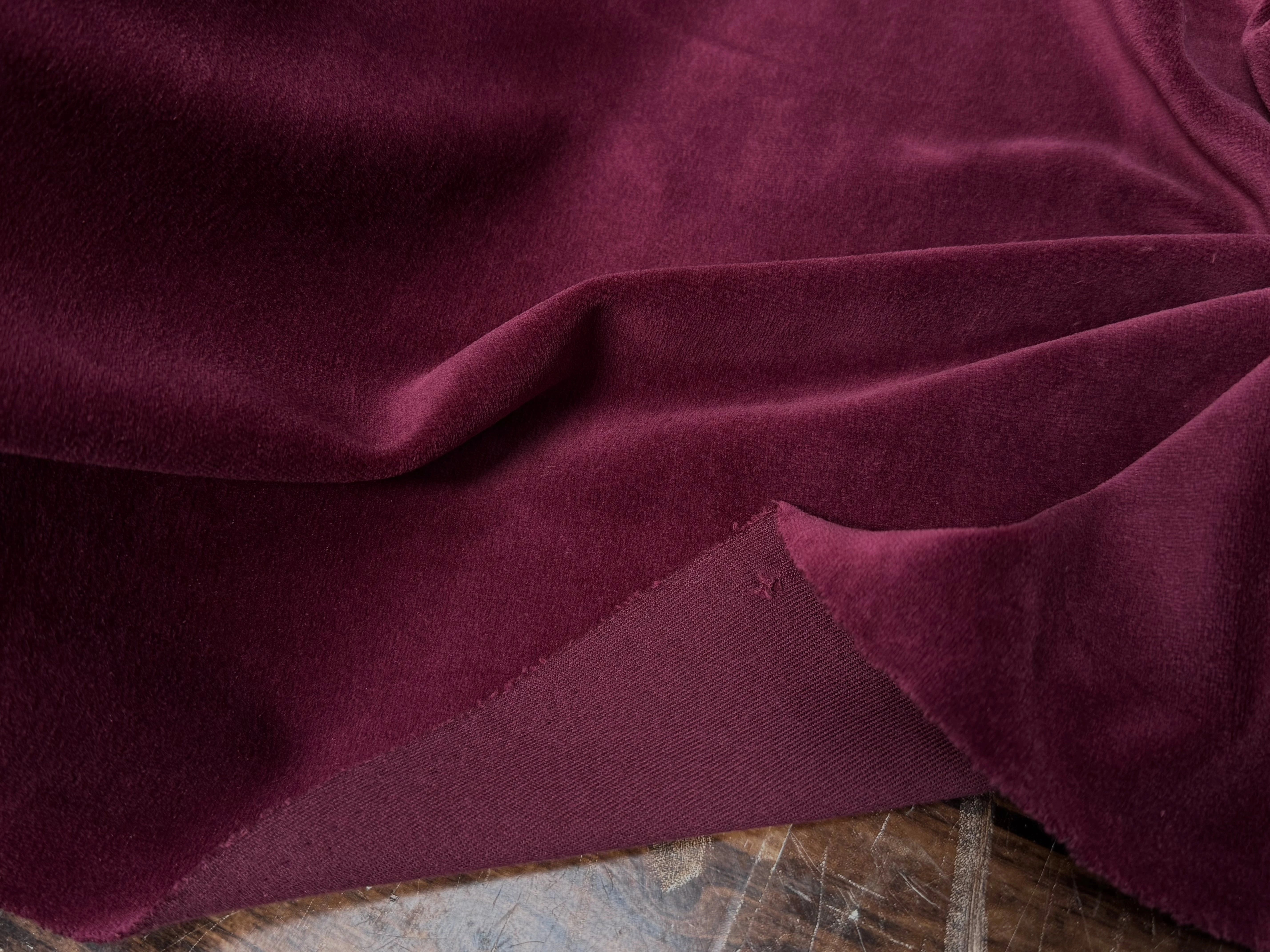 VELOURS DE COTON MOUSSE STRETCH BORDEAUX TOUCHER DOUX - My Little Coupon