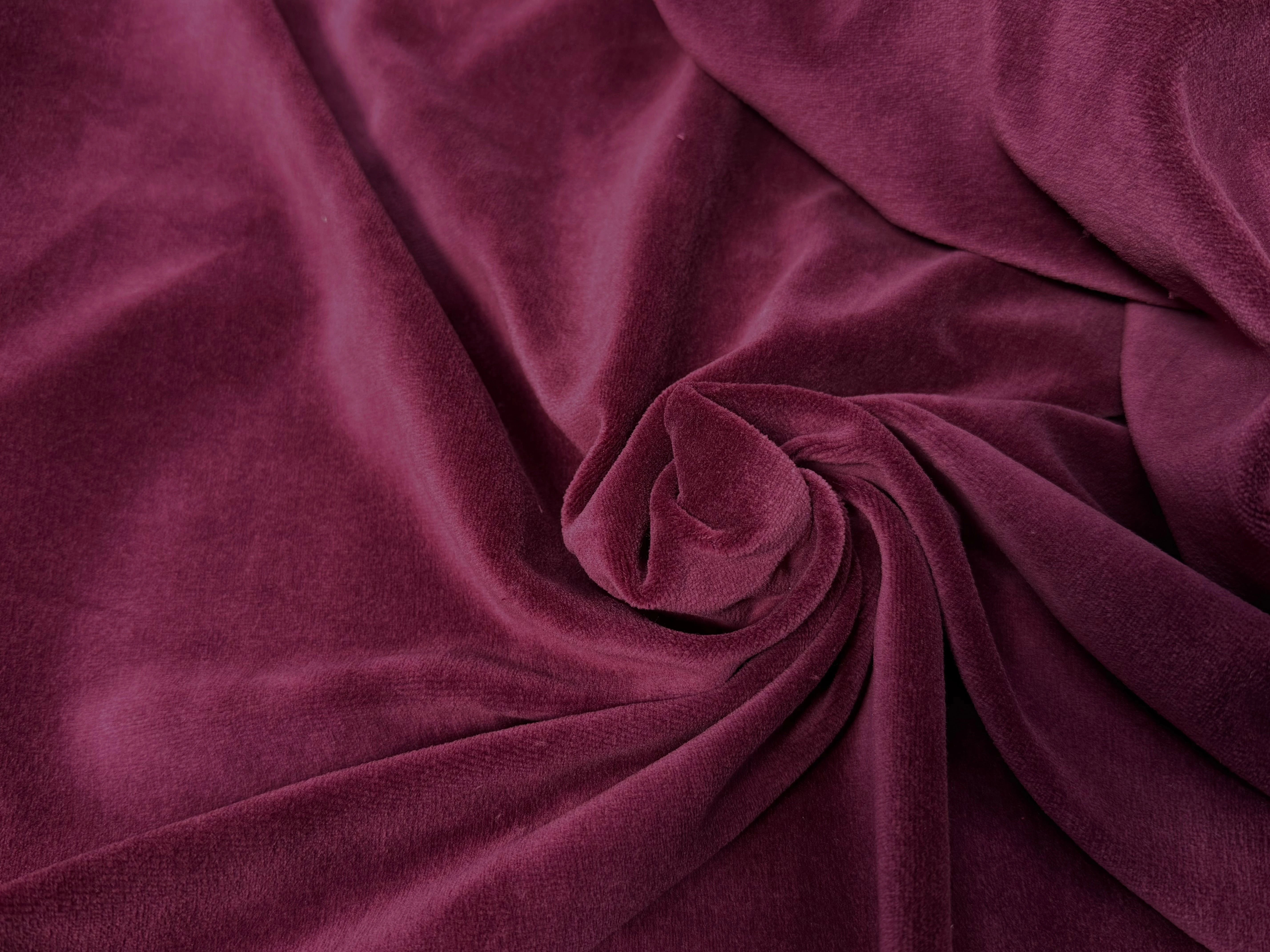 VELOURS DE COTON MOUSSE STRETCH BORDEAUX TOUCHER DOUX - My Little Coupon