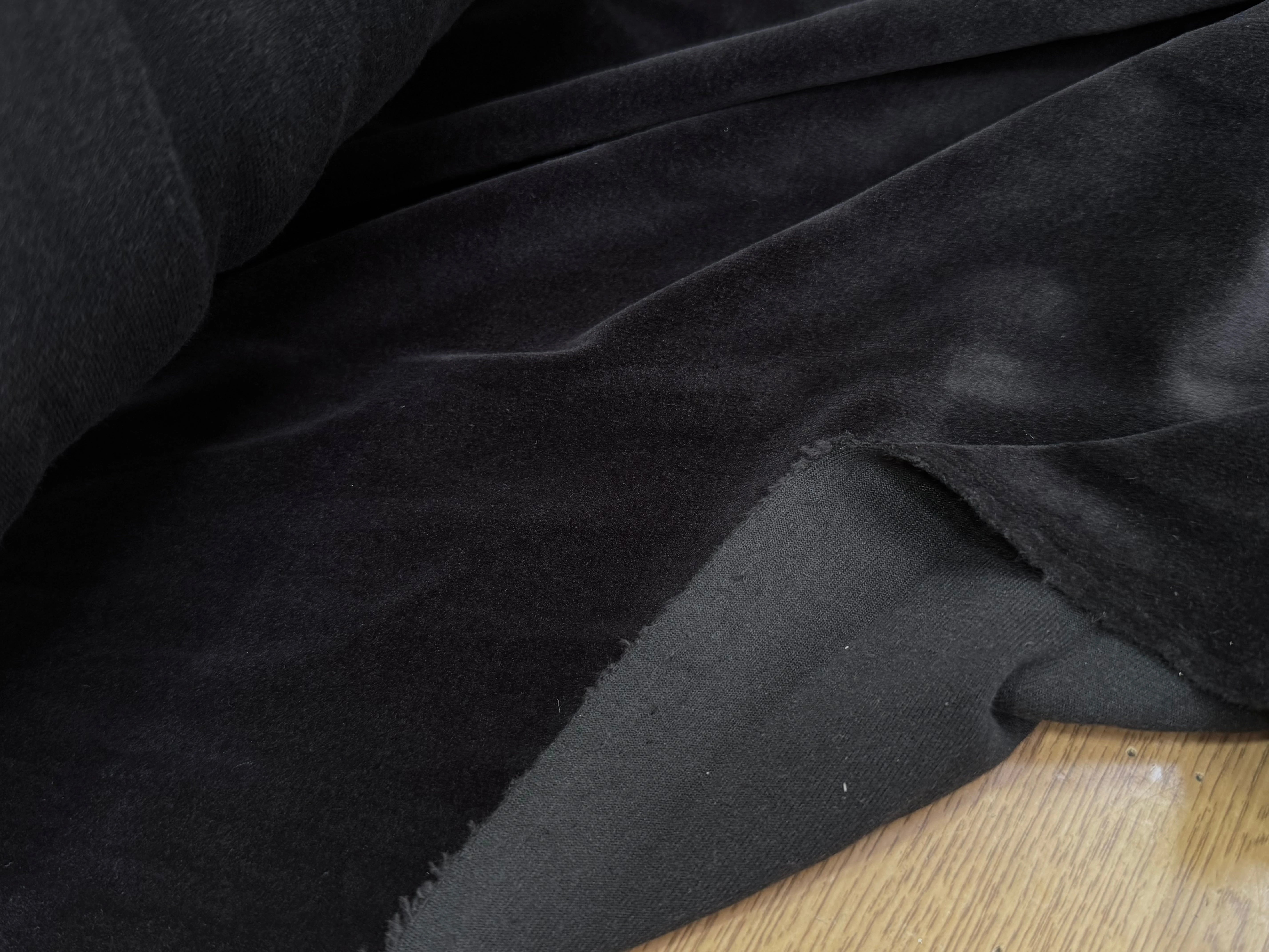 VELOURS DE COTON MOUSSE STRETCH NOIR TOUCHER DOUX - My Little Coupon