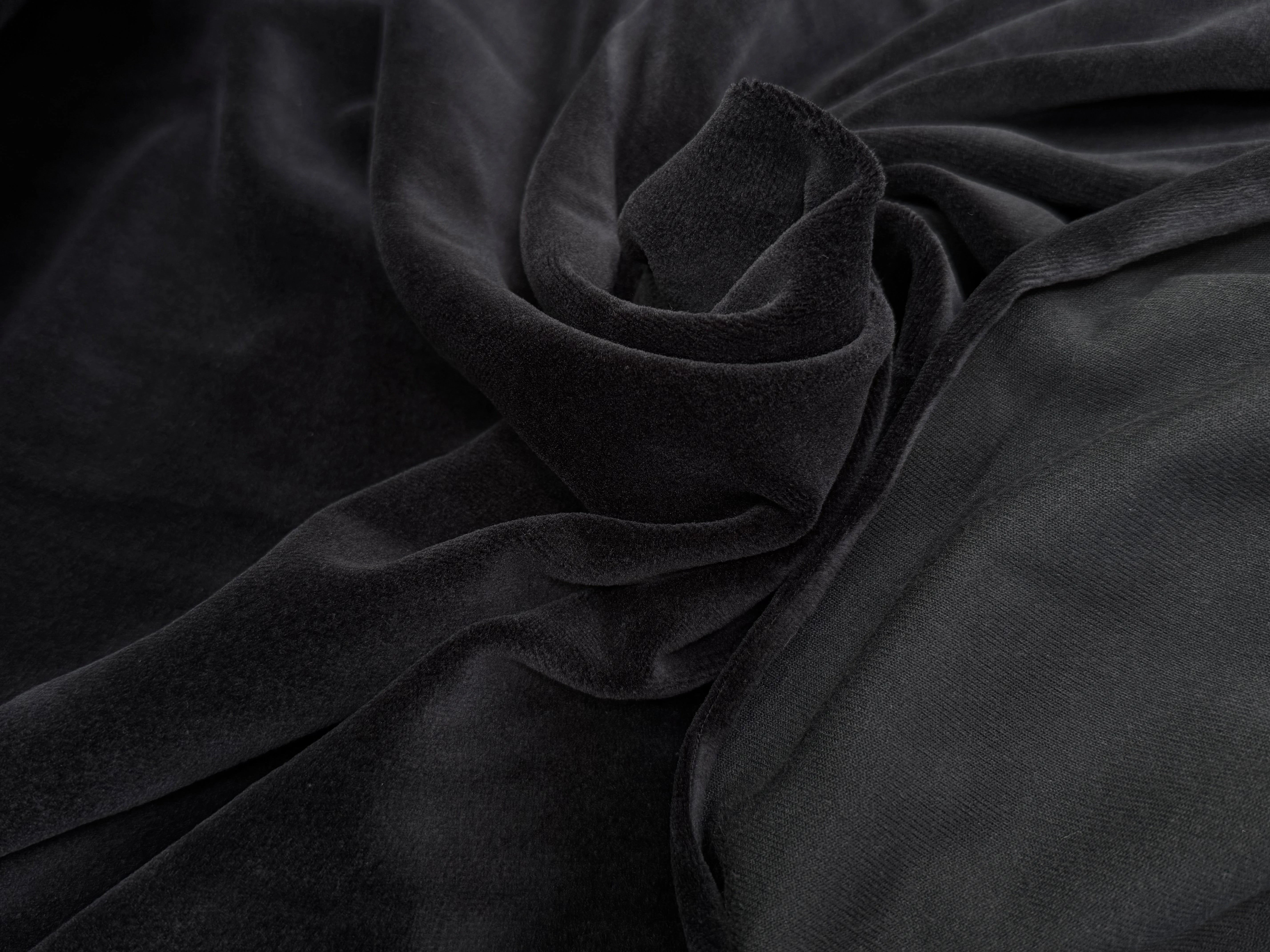 VELOURS DE COTON MOUSSE STRETCH NOIR TOUCHER DOUX - My Little Coupon