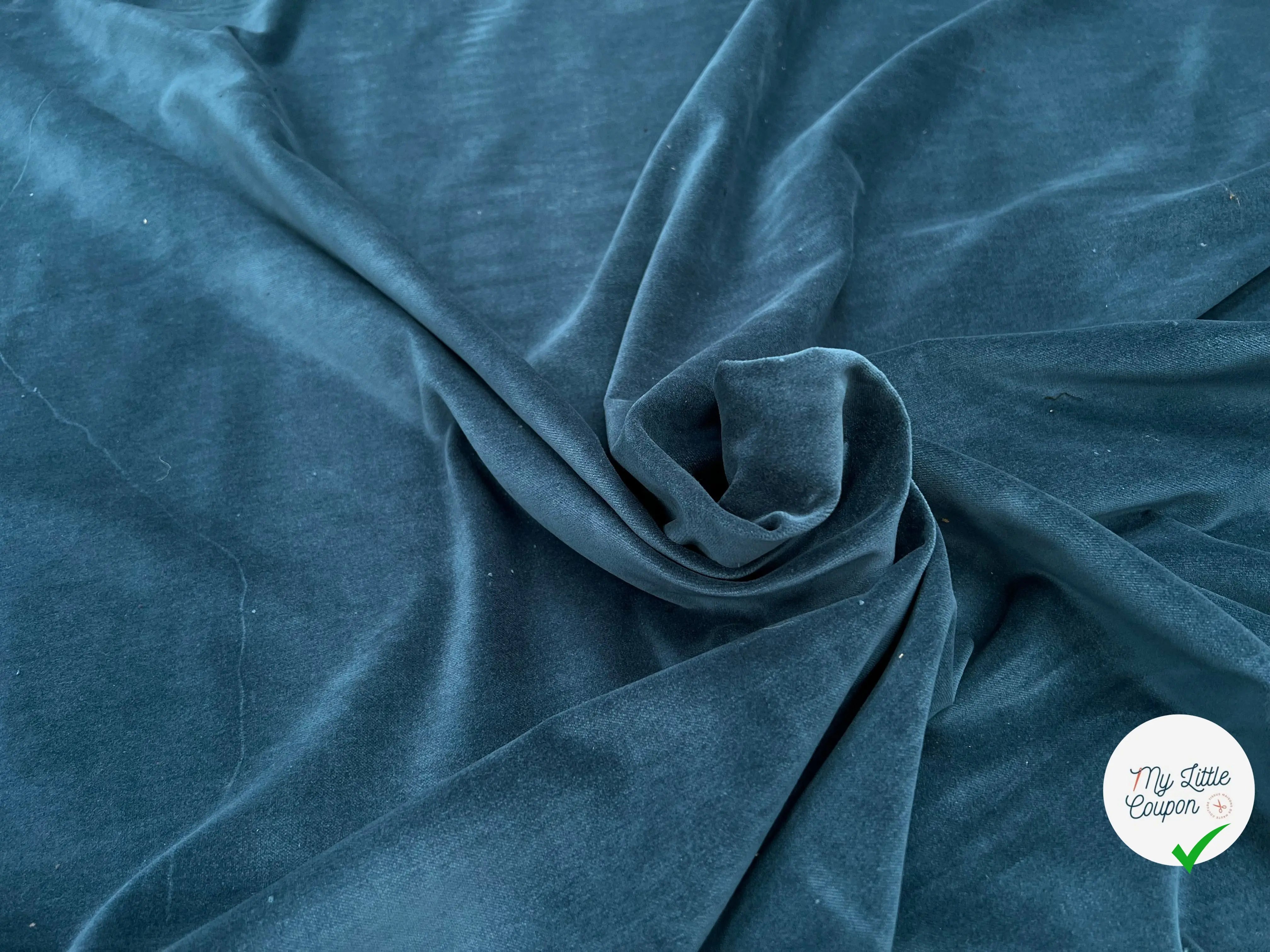 VELOURS LISSE COTON BLEU ITALIEN - My Little Coupon