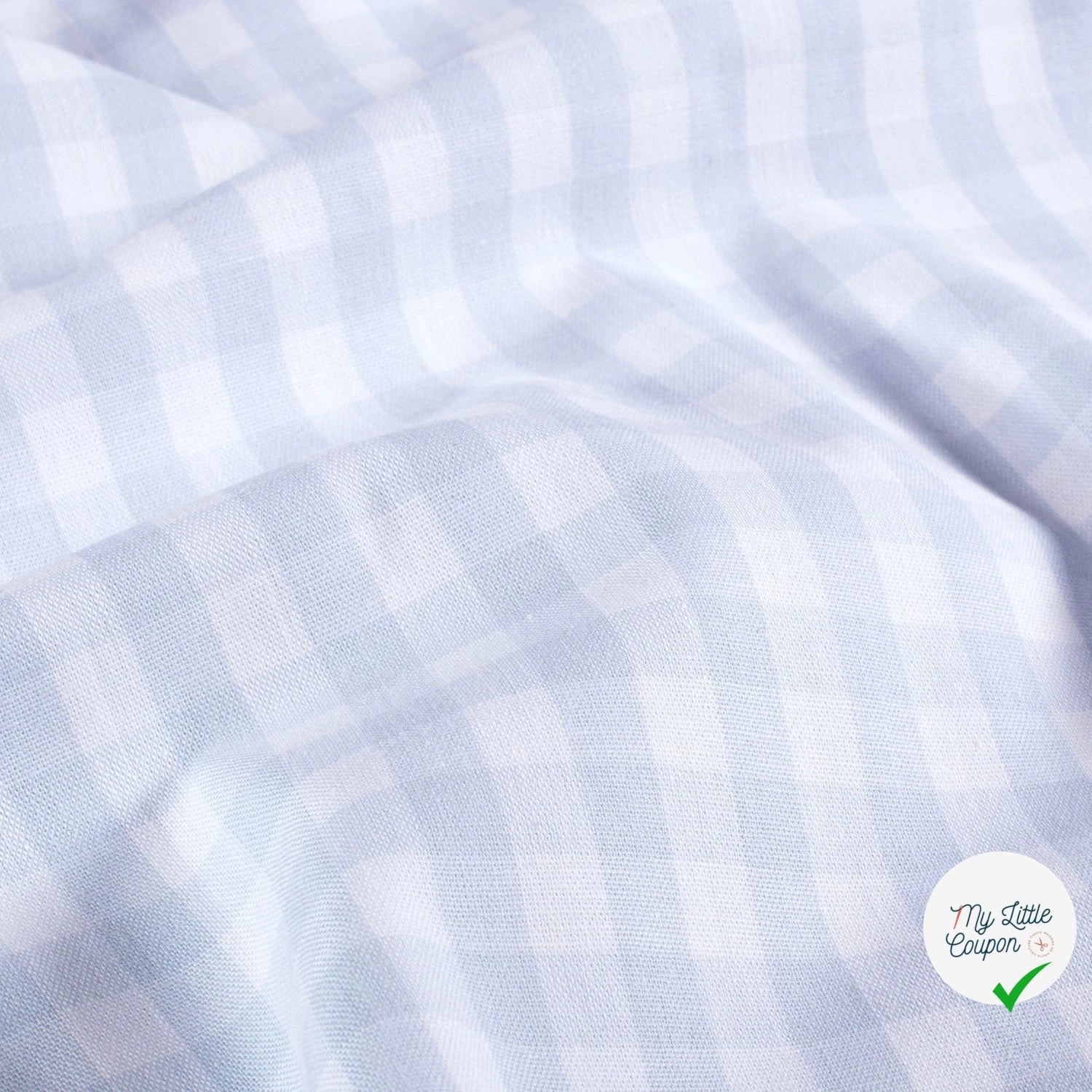 VICHY CARREAUX MOYENS COTON BLEU BÉBÉ - My Little Coupon