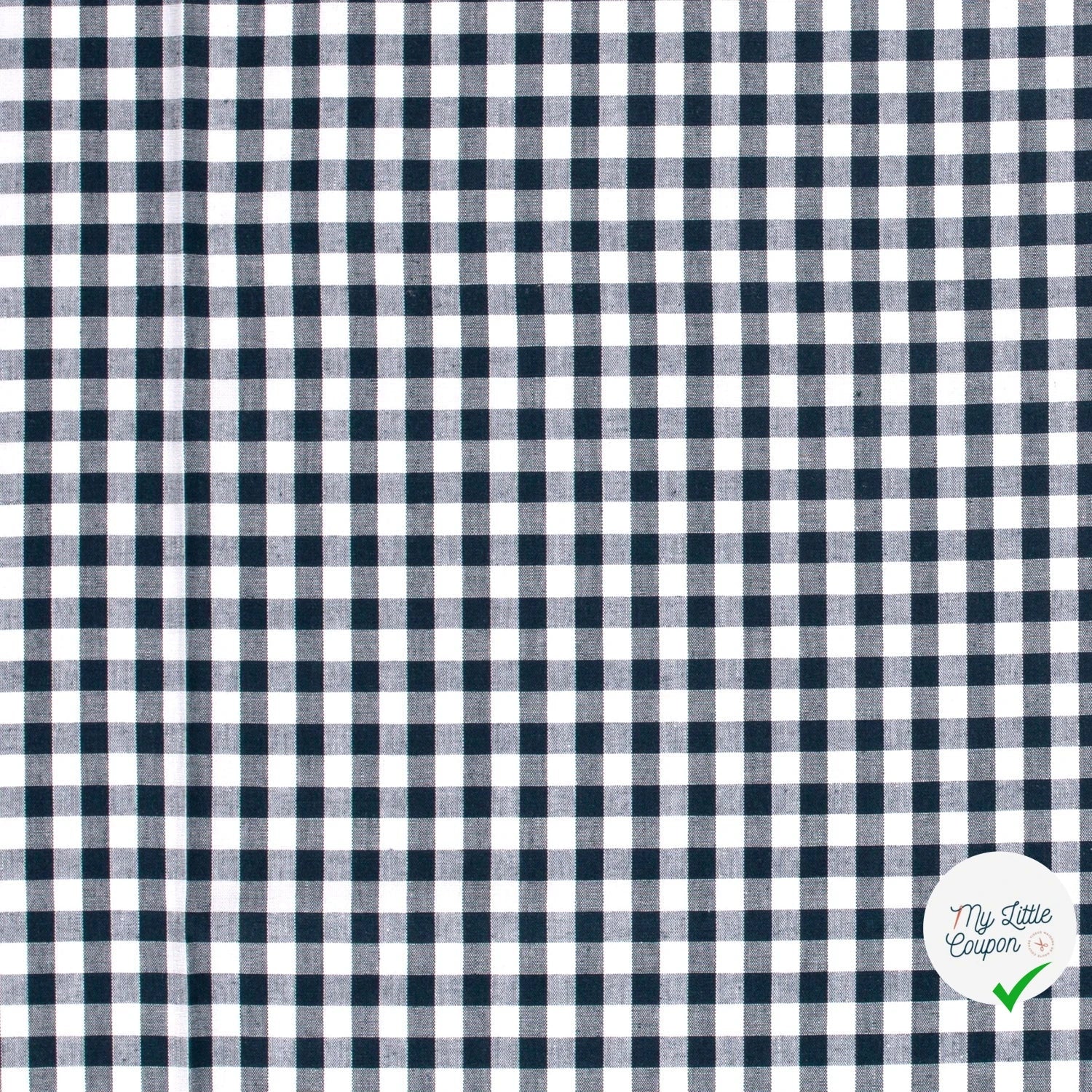 VICHY CARREAUX MOYENS COTON BLEU MARINE - My Little Coupon