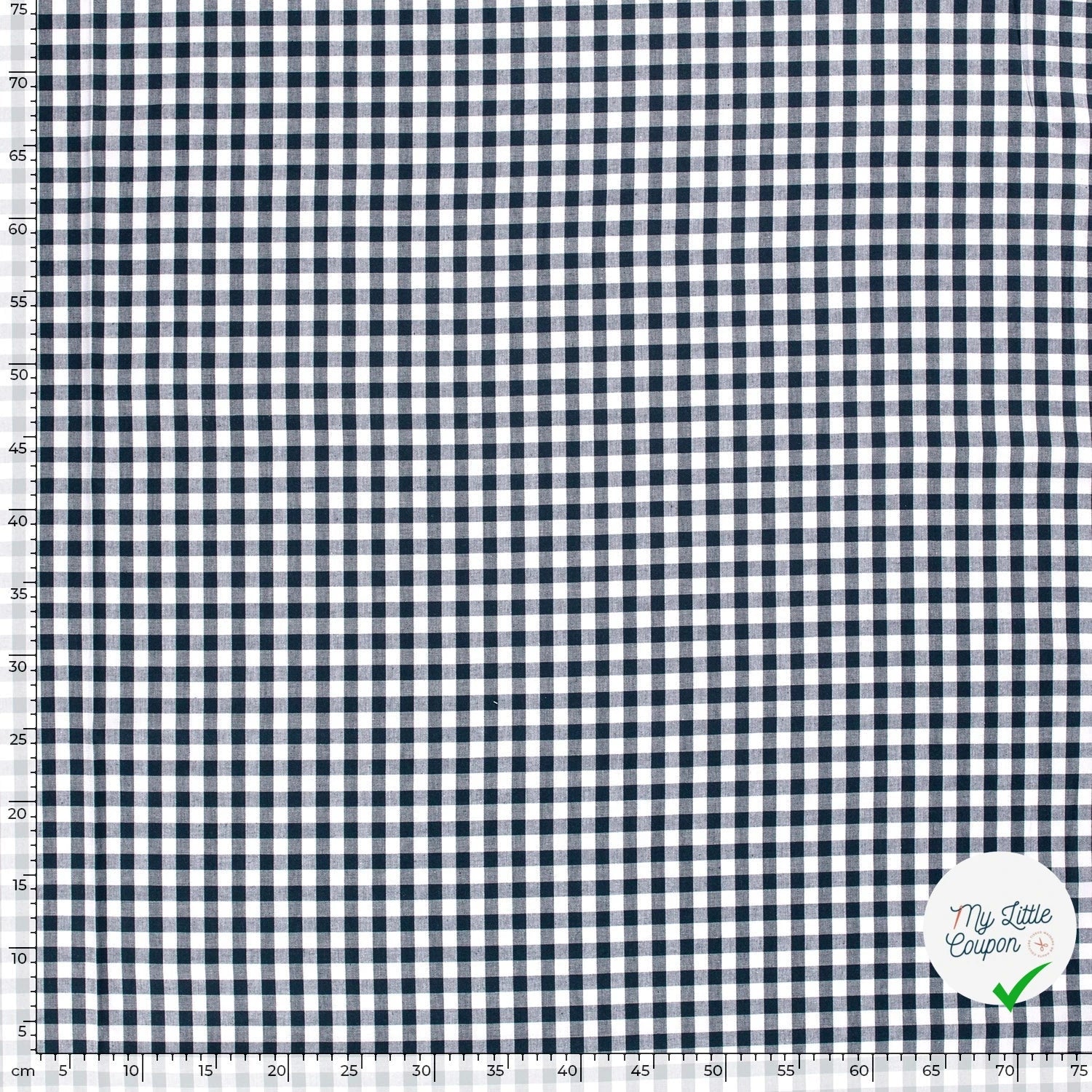 VICHY CARREAUX MOYENS COTON BLEU MARINE - My Little Coupon