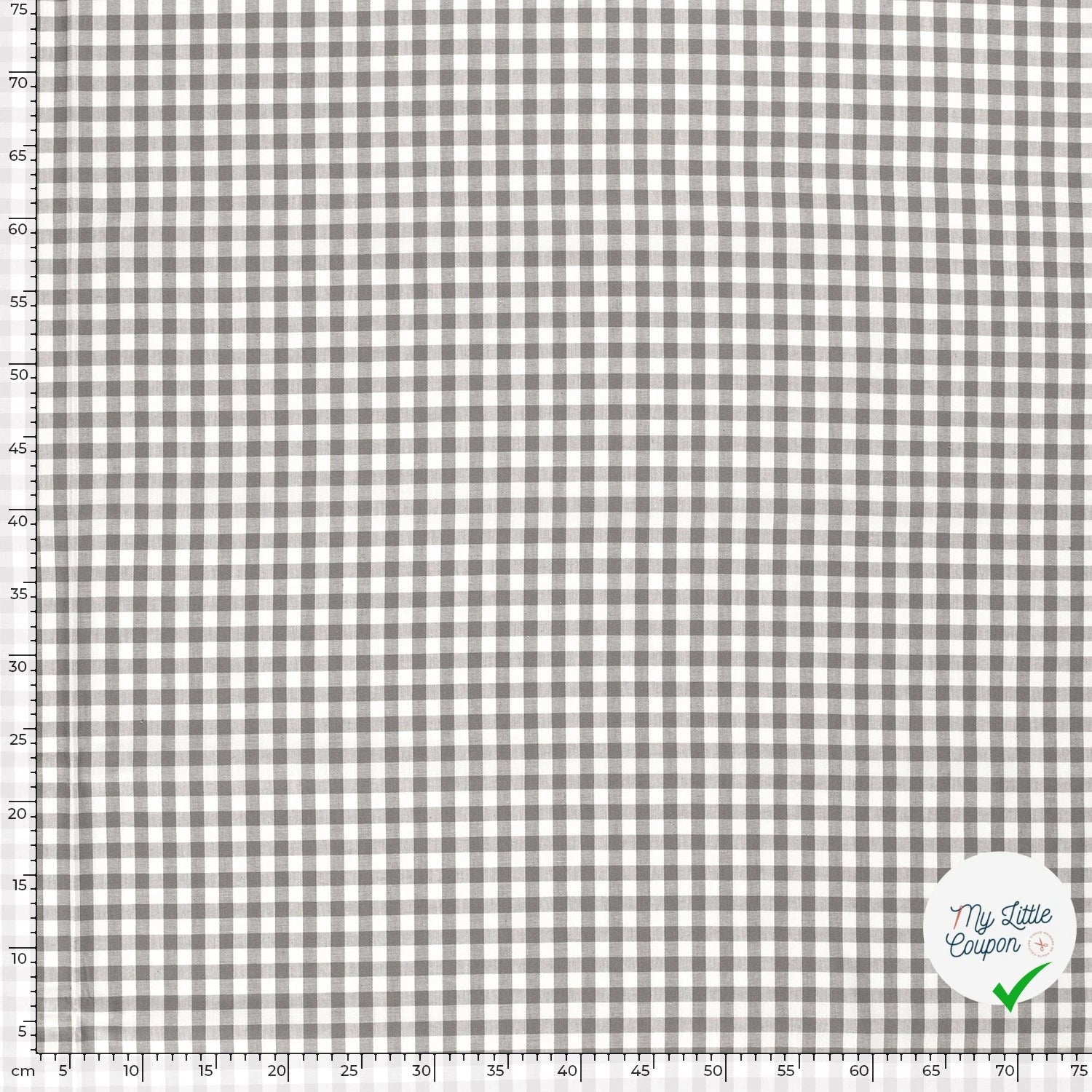 VICHY CARREAUX MOYENS COTON GRIS FONCÉ - My Little Coupon