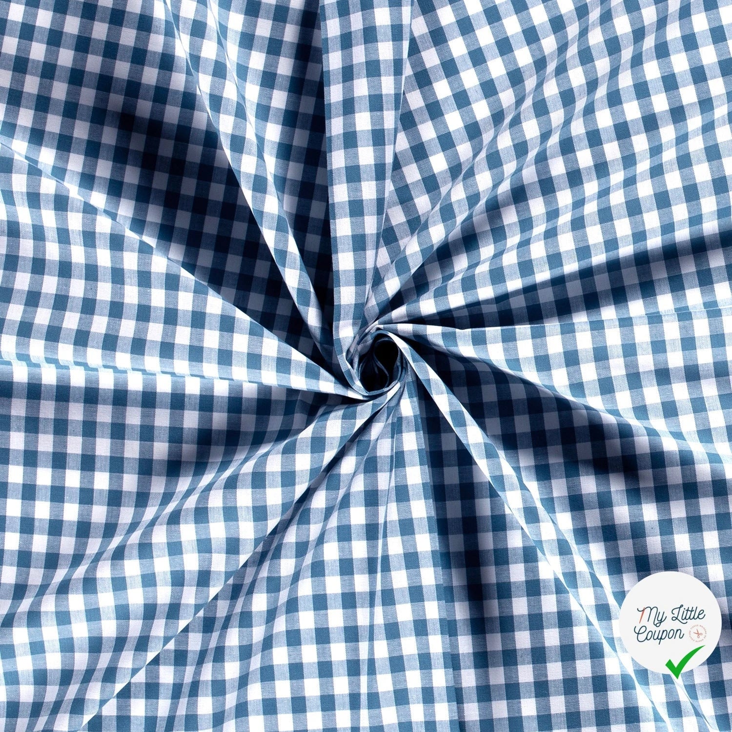 VICHY CARREAUX MOYENS COTON INDIGO - My Little Coupon