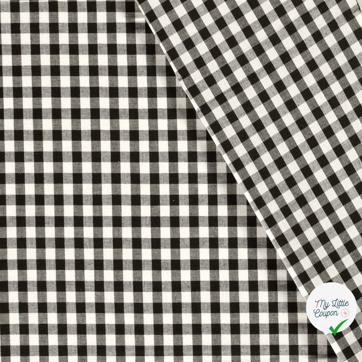 VICHY CARREAUX MOYENS COTON NOIR - My Little Coupon