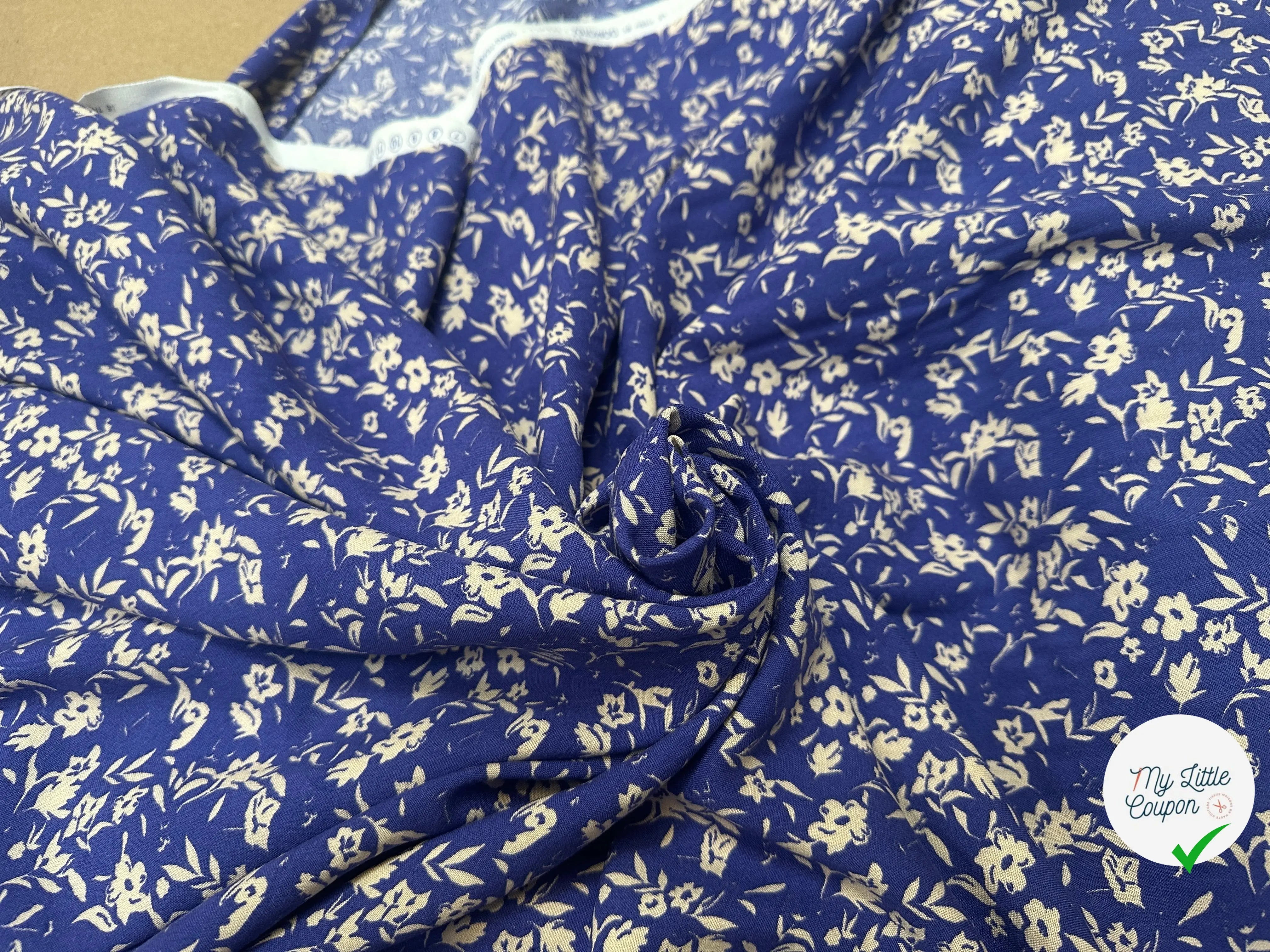 VISCOSE AFIA BLEU / ECRU - My Little Coupon