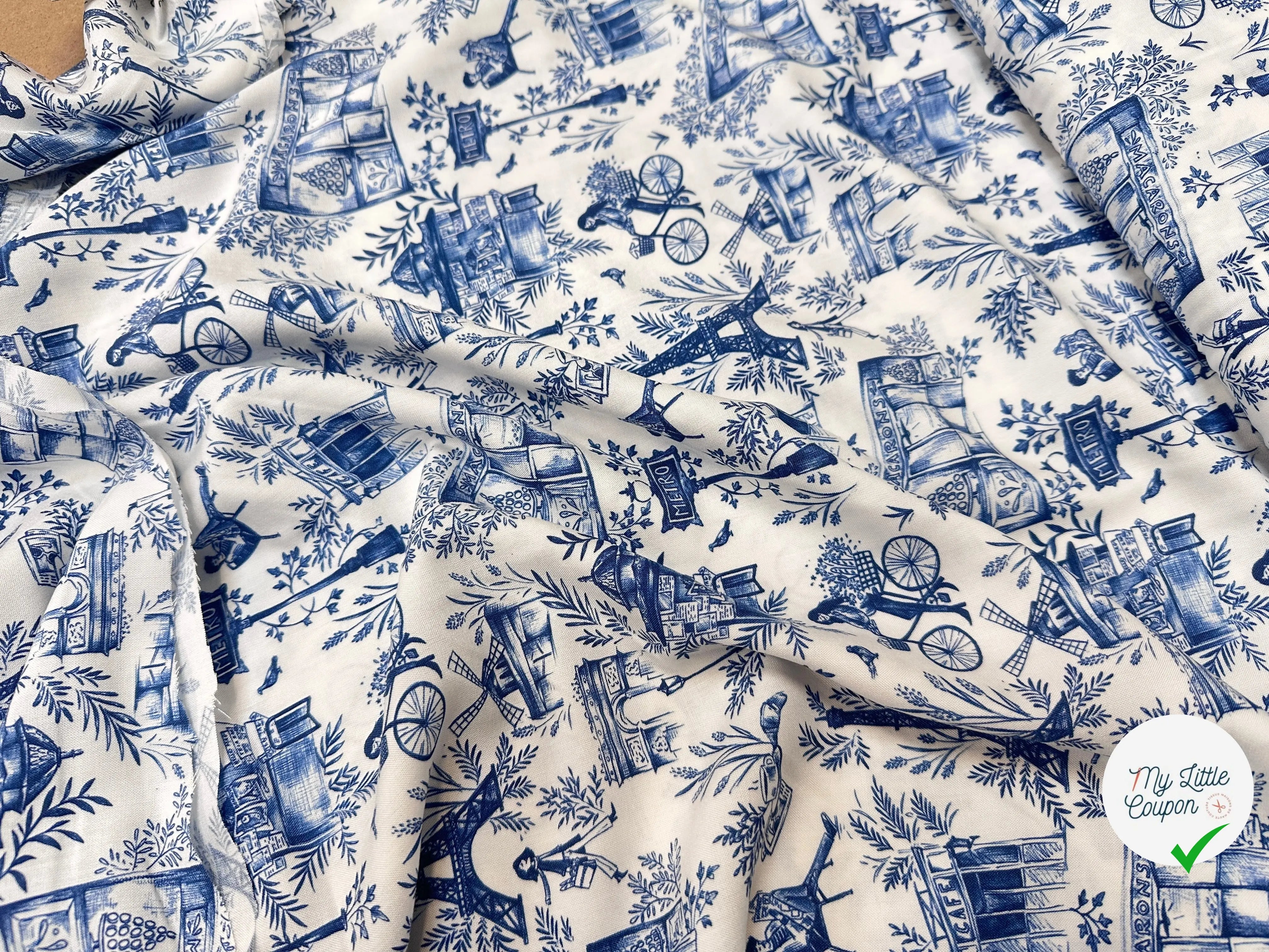 VISCOSE BAGUETTE BLANC / BLEU - My Little Coupon