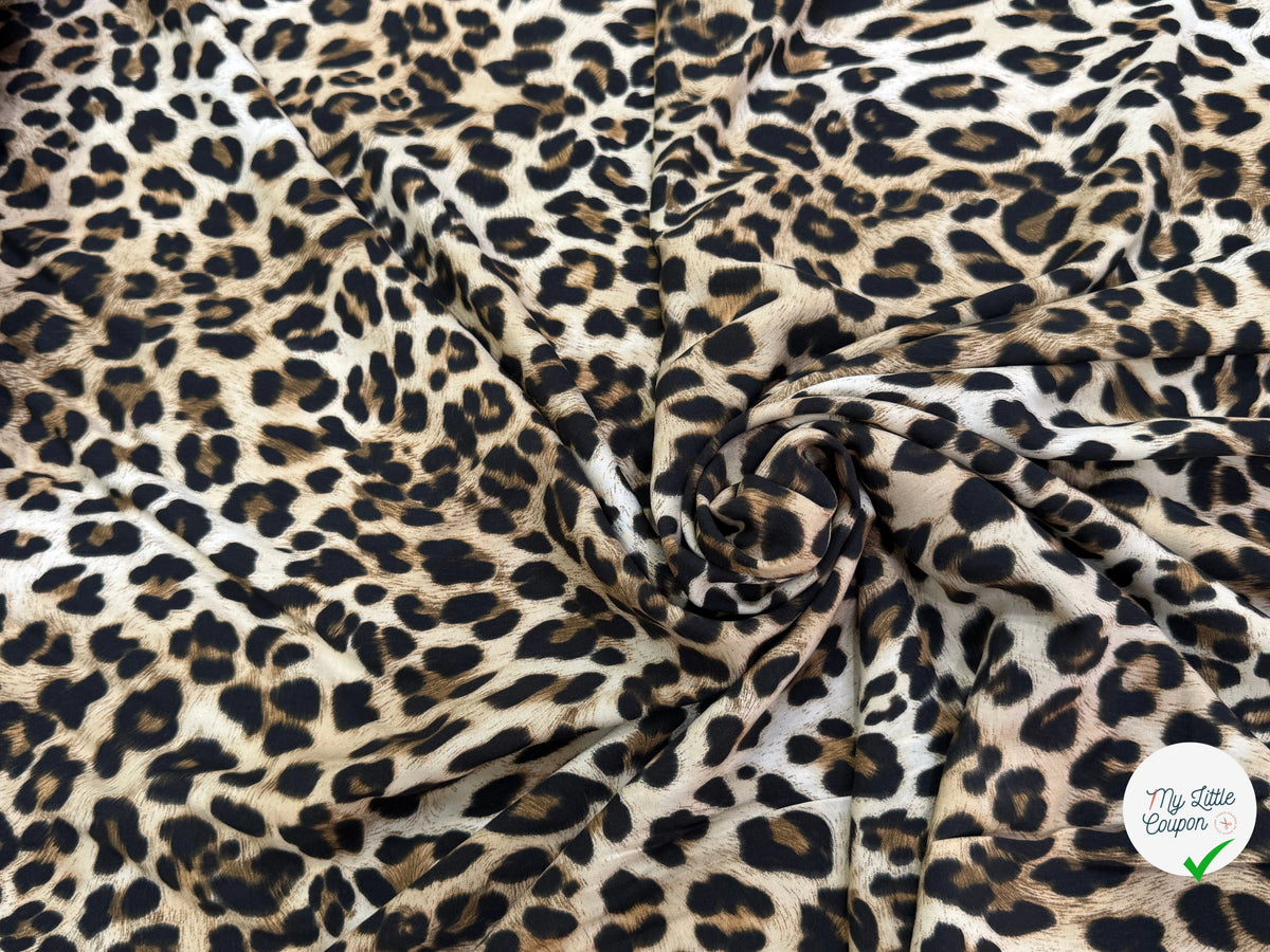VISCOSE DOUCE LÉOPARDO FLUIDE MARRON BEIGE ET NOIR - My Little Coupon