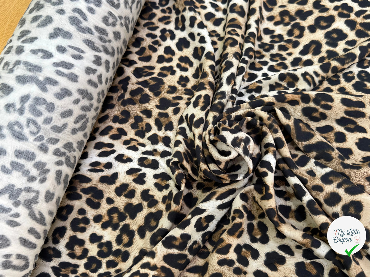 VISCOSE DOUCE LÉOPARDO FLUIDE MARRON BEIGE ET NOIR - My Little Coupon