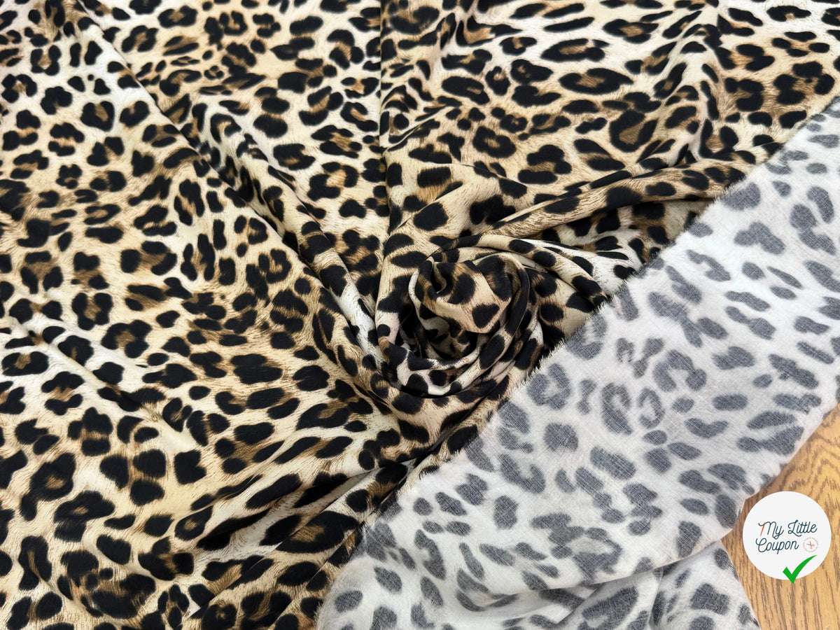 VISCOSE DOUCE LÉOPARDO FLUIDE MARRON BEIGE ET NOIR - My Little Coupon