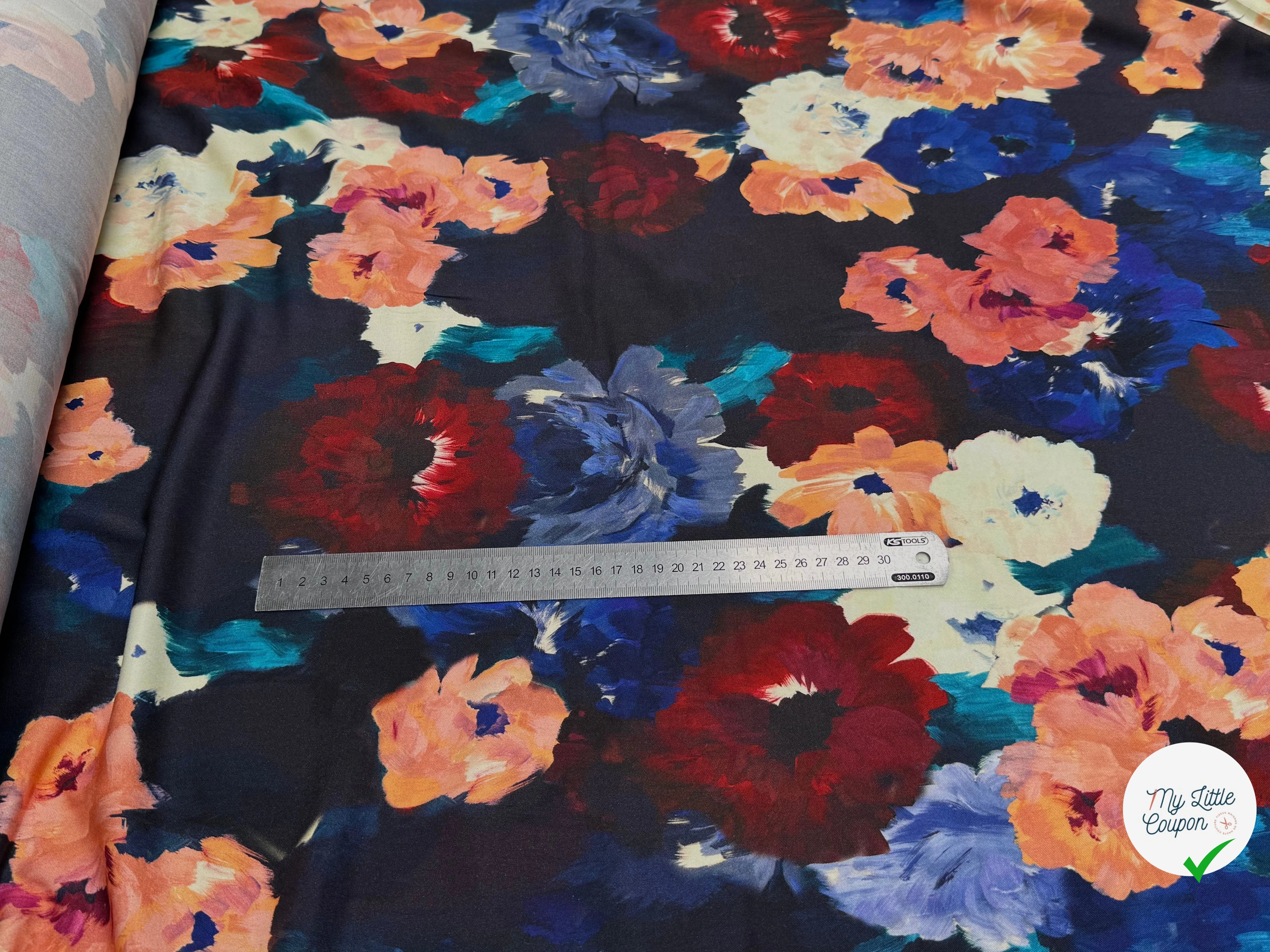 VISCOSE ÉLASTHANNE IMPRIMÉ FLEURS D'HIVER PUNGI TOPO FLEURSDHIVER - My Little Coupon