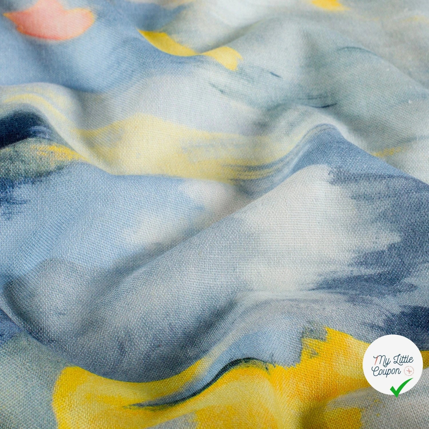 VISCOSE ET LIN ABSTRAIT BLEU CLAIR - My Little Coupon