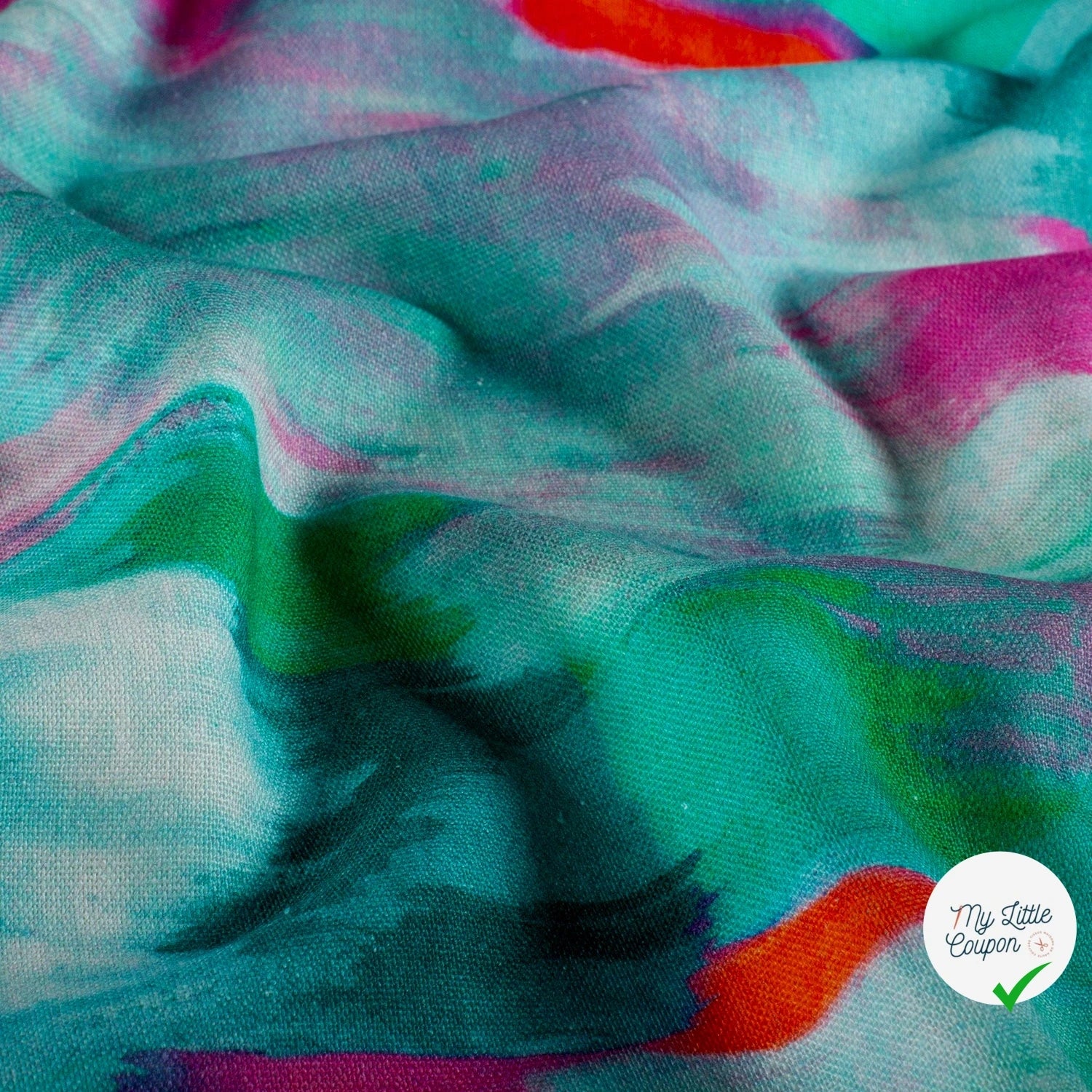 VISCOSE ET LIN ABSTRAIT MENTHE FONCÉE - My Little Coupon