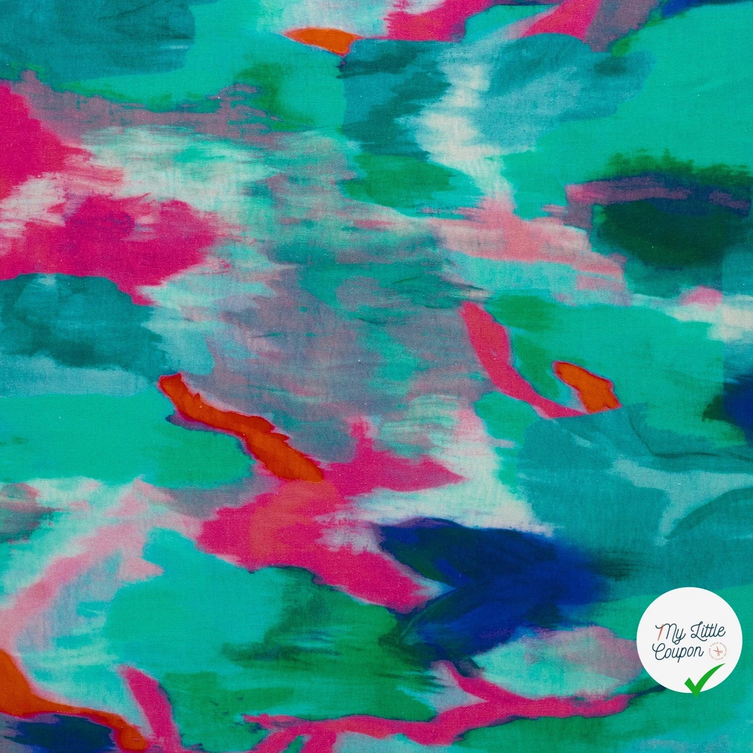 VISCOSE ET LIN ABSTRAIT MENTHE FONCÉE - My Little Coupon