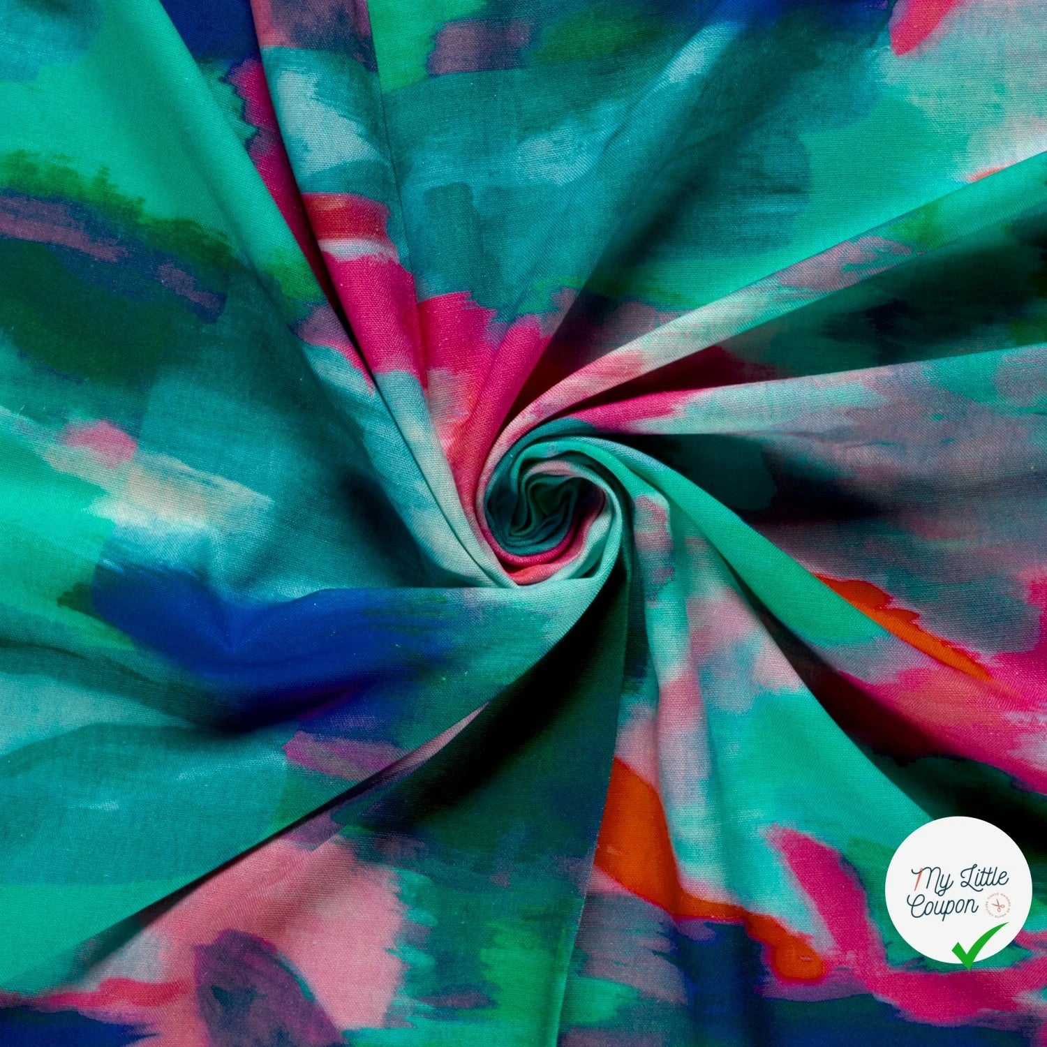 VISCOSE ET LIN ABSTRAIT MENTHE FONCÉE - My Little Coupon