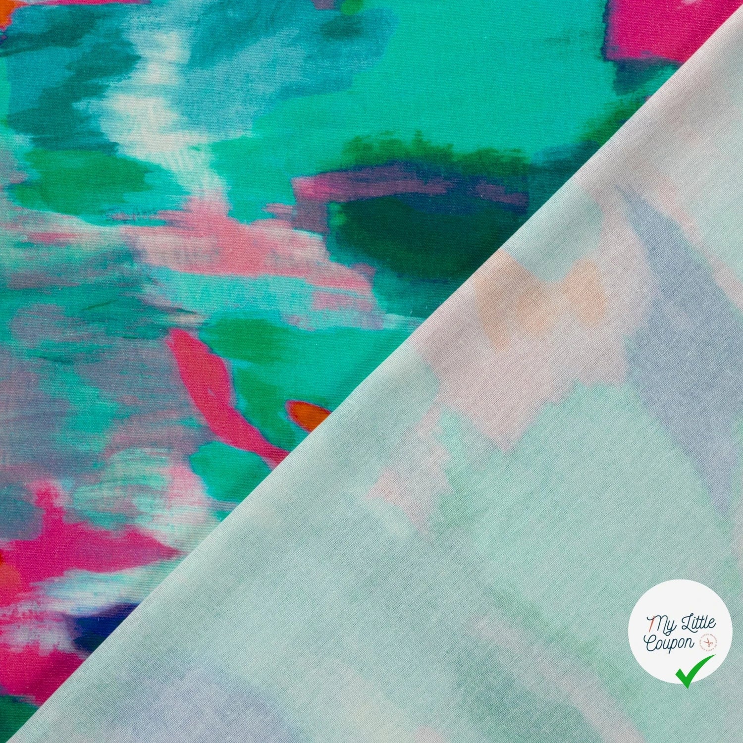 VISCOSE ET LIN ABSTRAIT MENTHE FONCÉE - My Little Coupon
