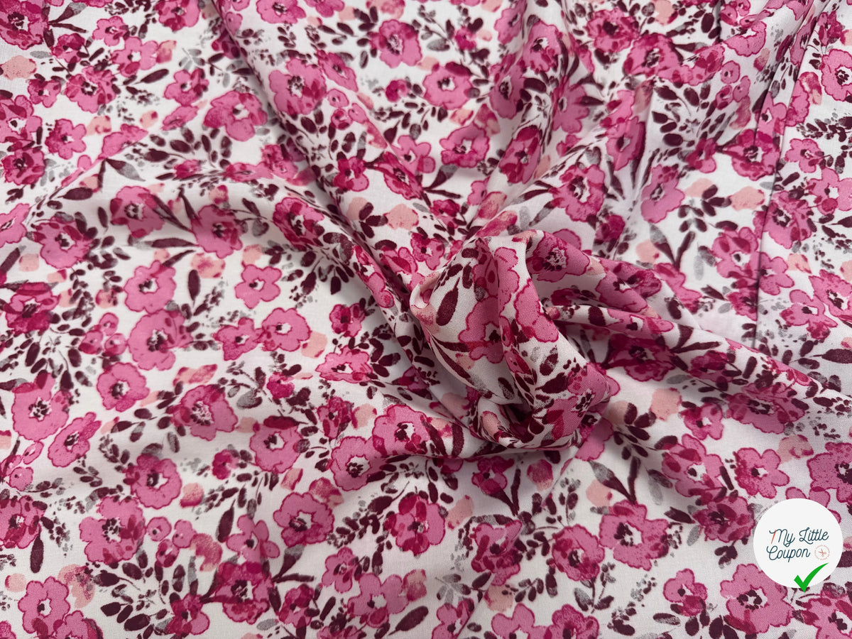 VISCOSE FLEURETTES ROSE 140 CM - My Little Coupon