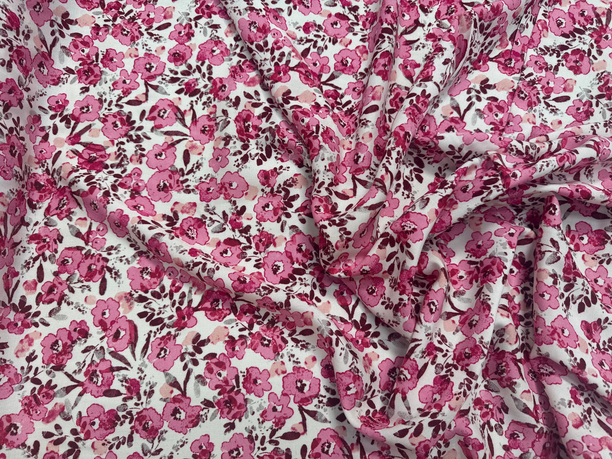 VISCOSE FLEURETTES ROSE 140 CM - My Little Coupon