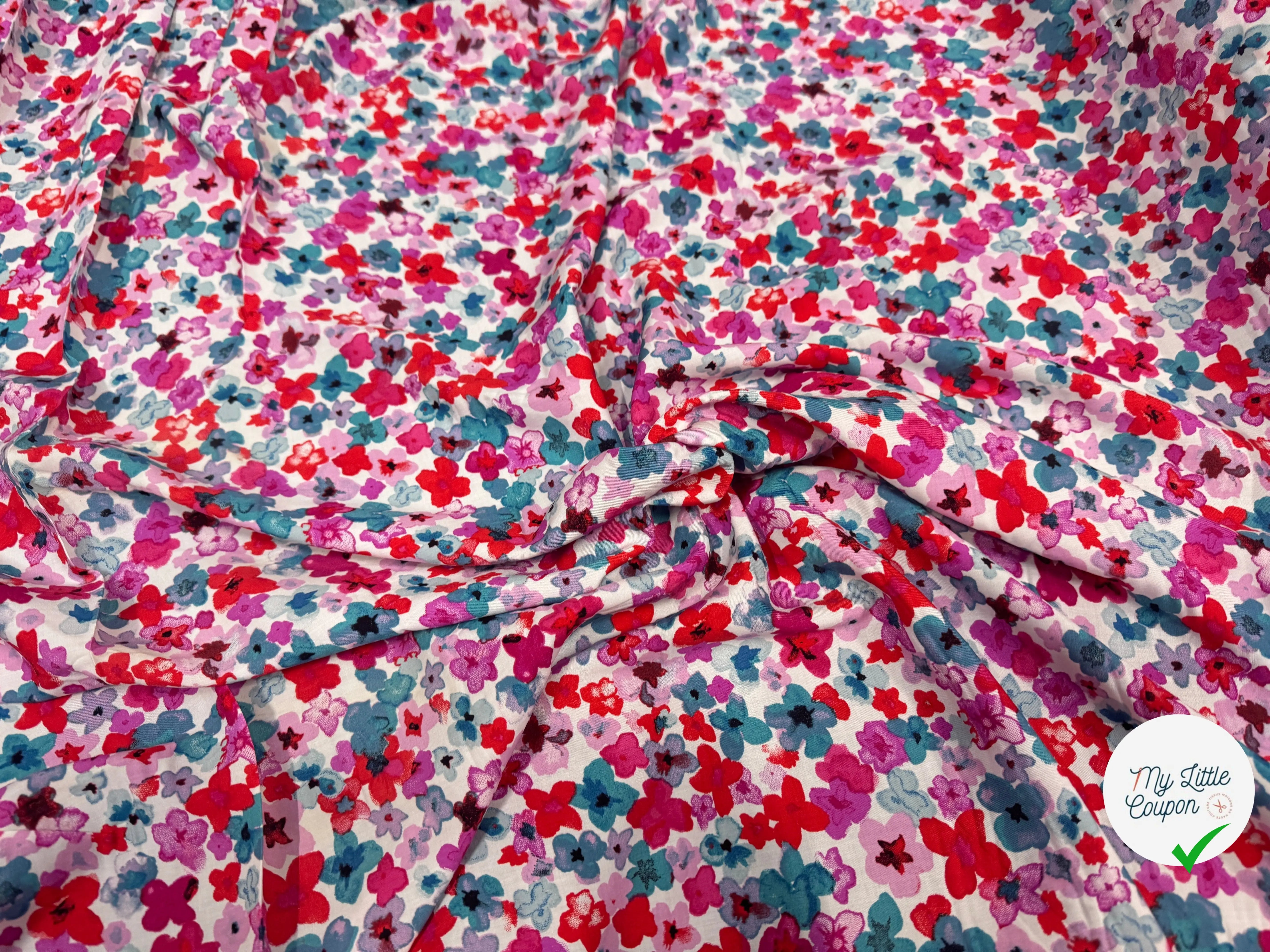 VISCOSE FLEURS ROSE & BLEU - My Little Coupon