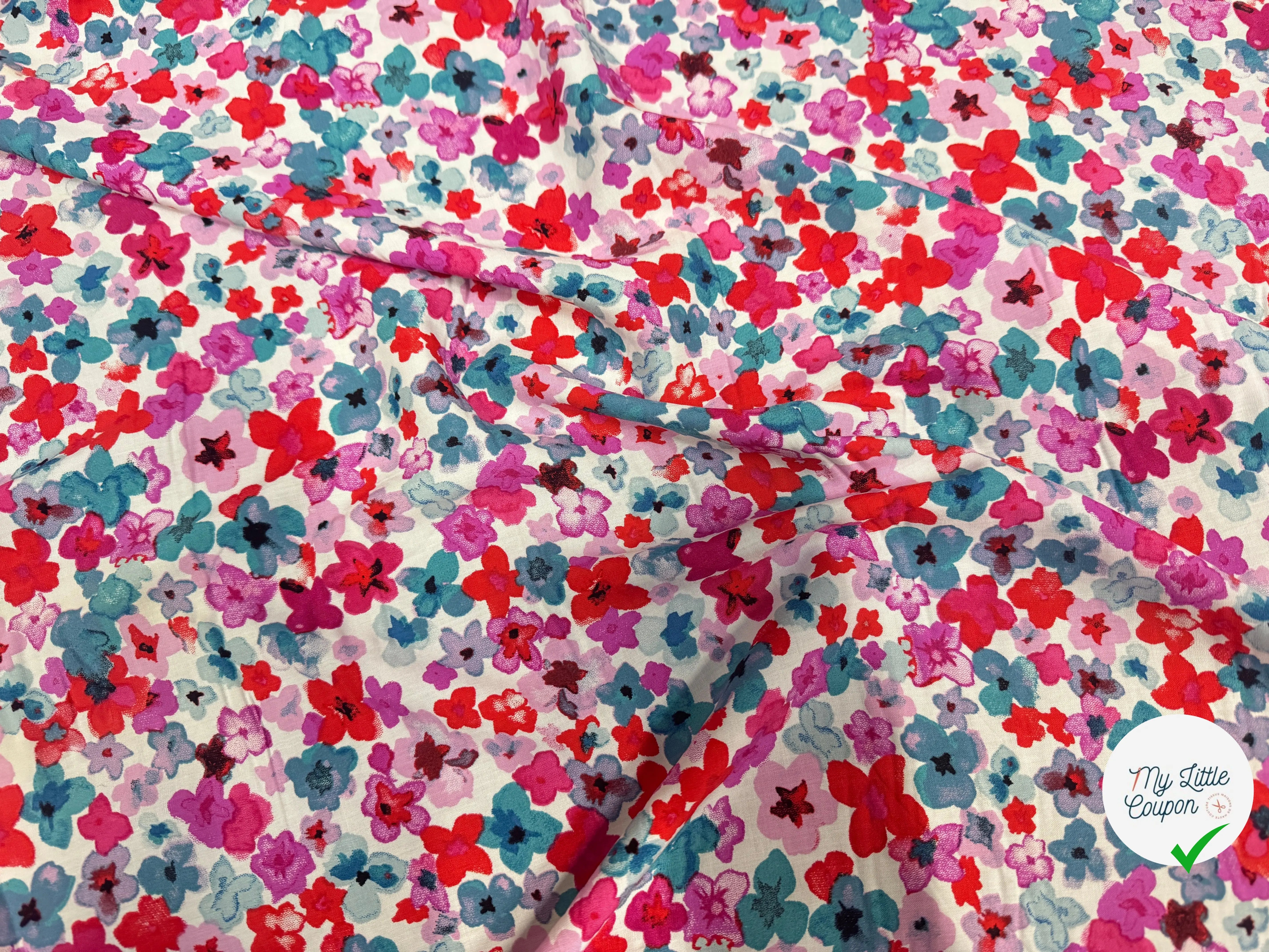 VISCOSE FLEURS ROSE & BLEU - My Little Coupon
