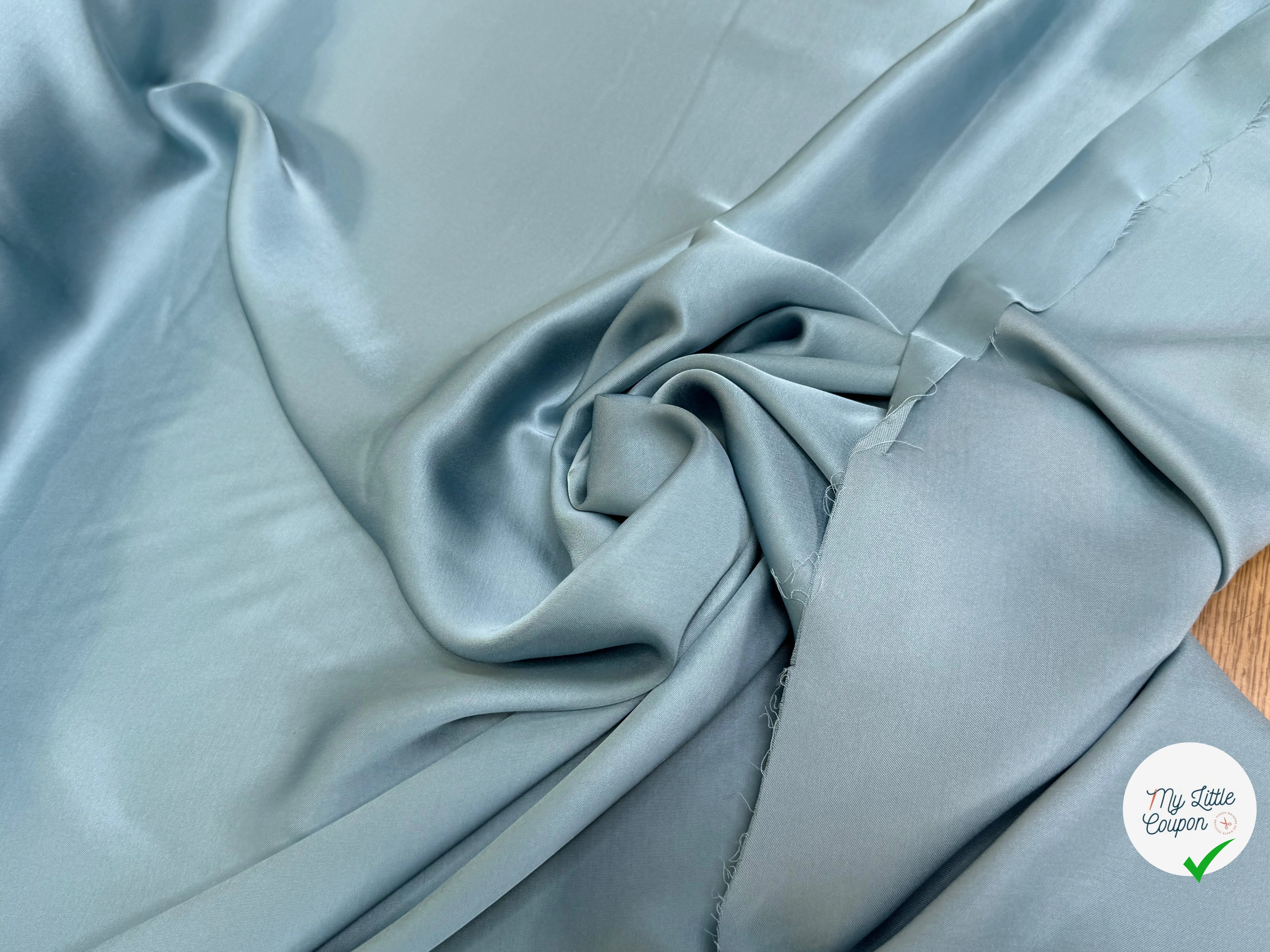 VISCOSE FLUIDE ENVERS SATIN BLEU GRIS - My Little Coupon