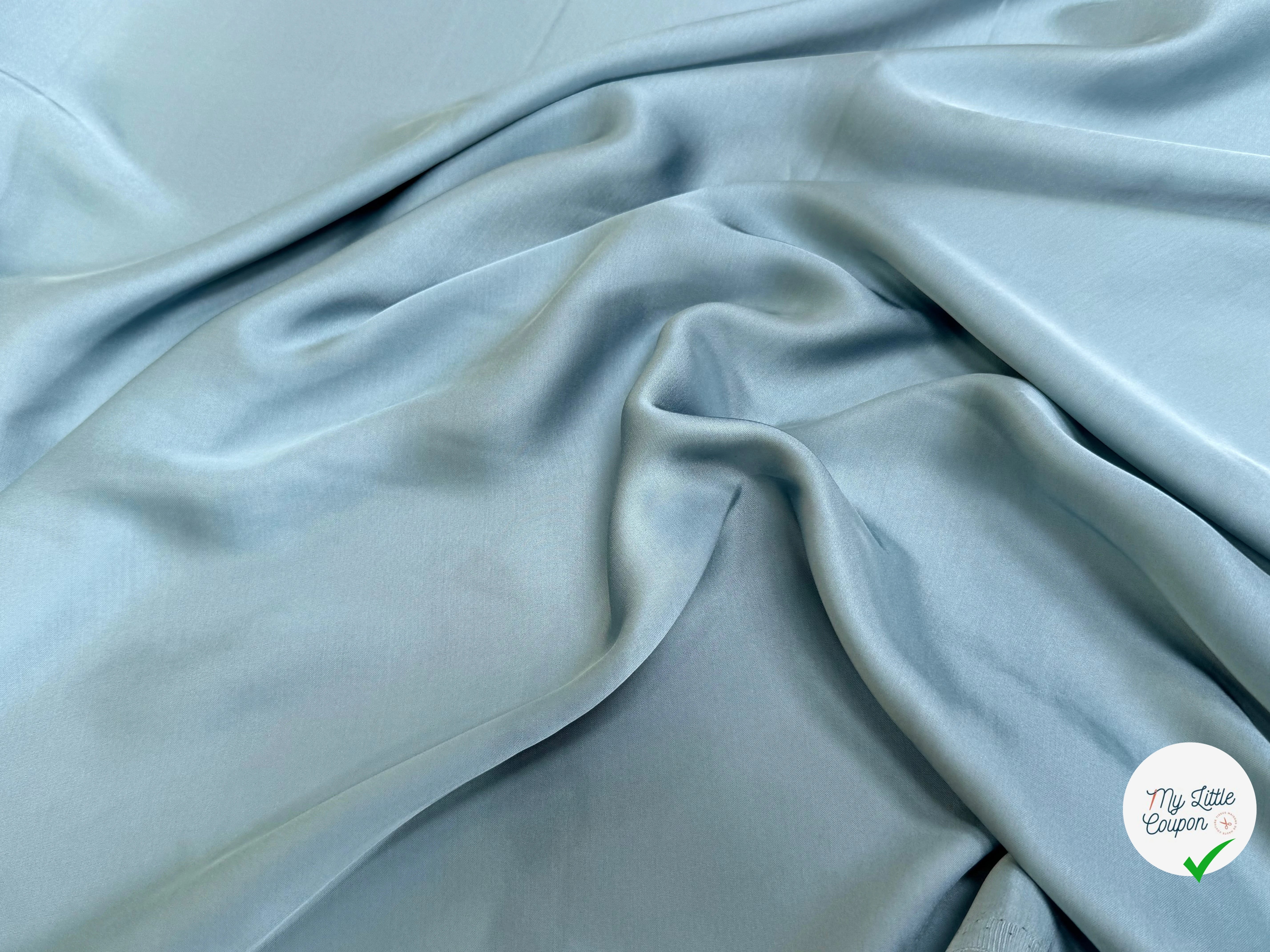 VISCOSE FLUIDE ENVERS SATIN BLEU GRIS - My Little Coupon