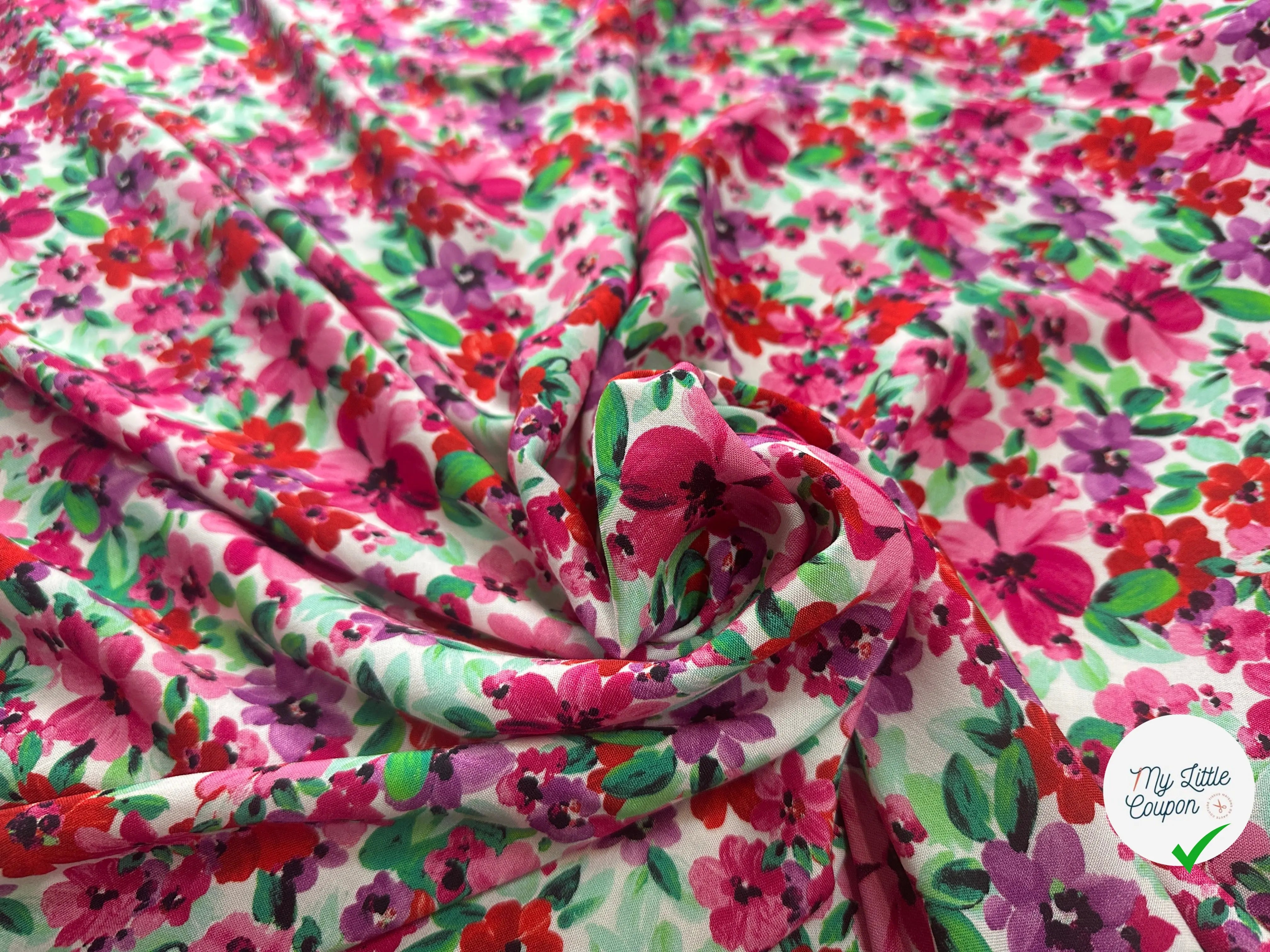 VISCOSE FLUIDE FLEURS DE PRINTEMPS ROSES - My Little Coupon