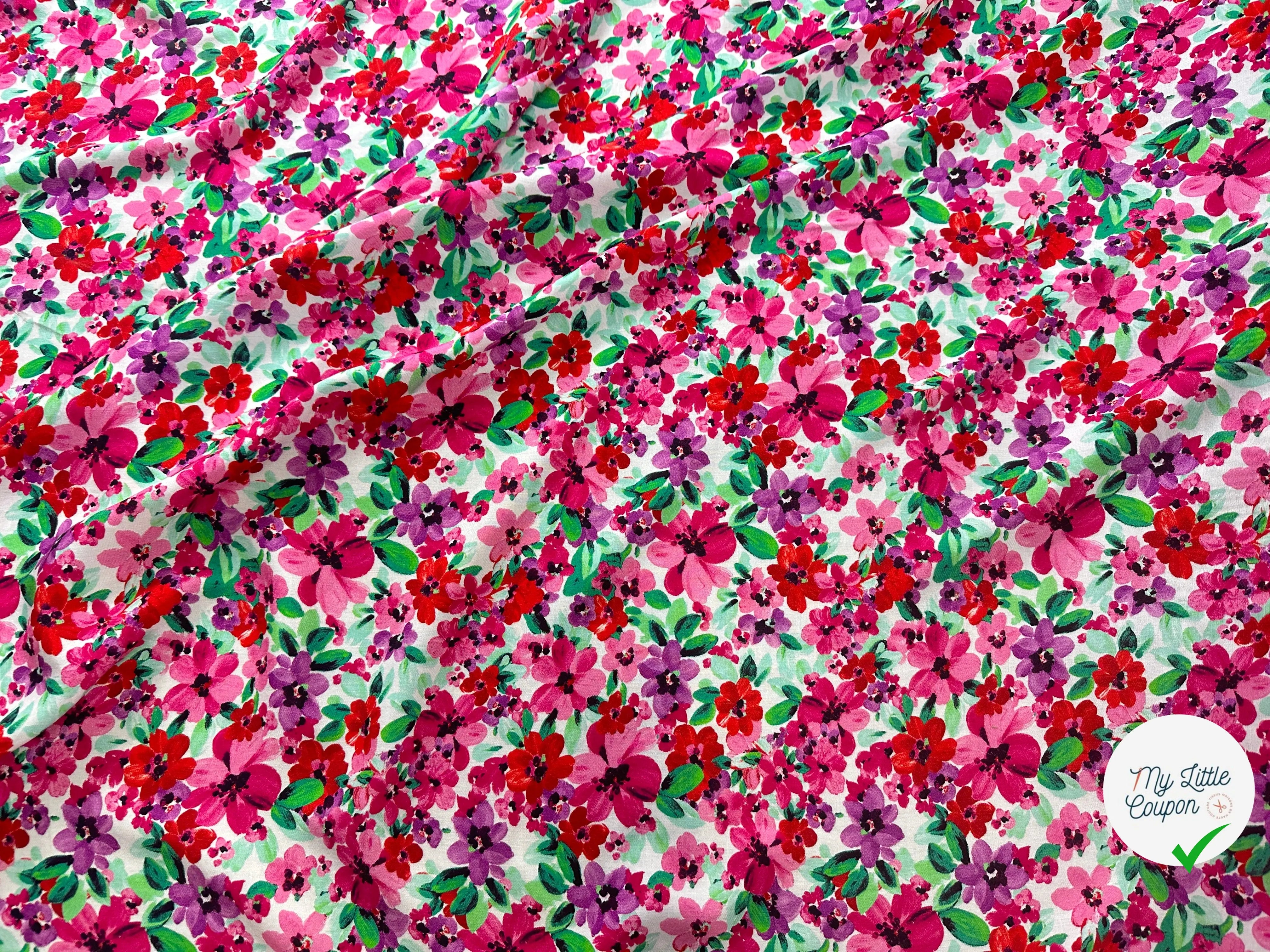 VISCOSE FLUIDE FLEURS DE PRINTEMPS ROSES - My Little Coupon