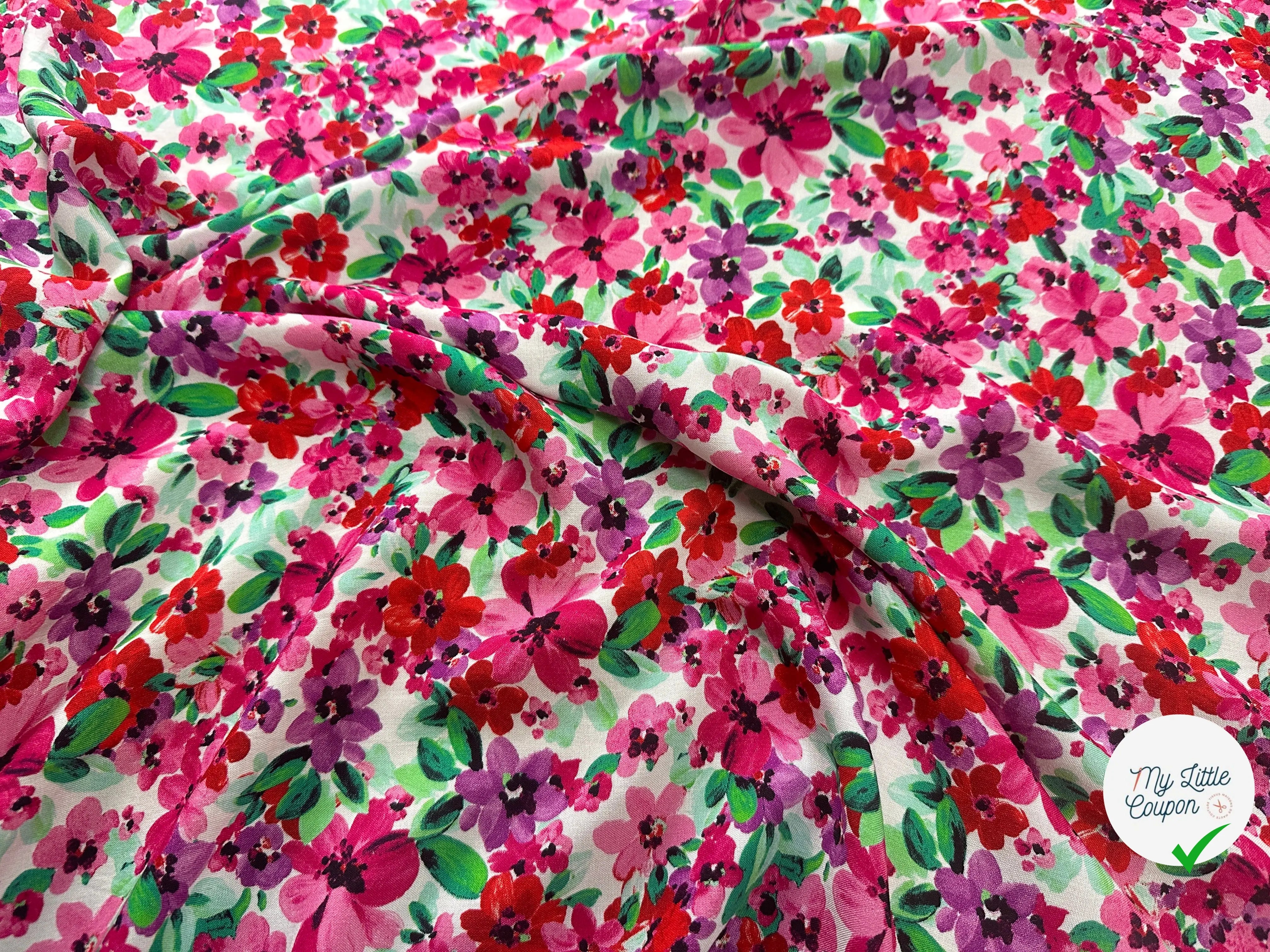 VISCOSE FLUIDE FLEURS DE PRINTEMPS ROSES - My Little Coupon