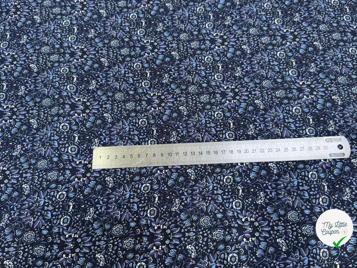 VISCOSE FLUIDE FLORAUX BLEU PREMIUM - My Little Coupon