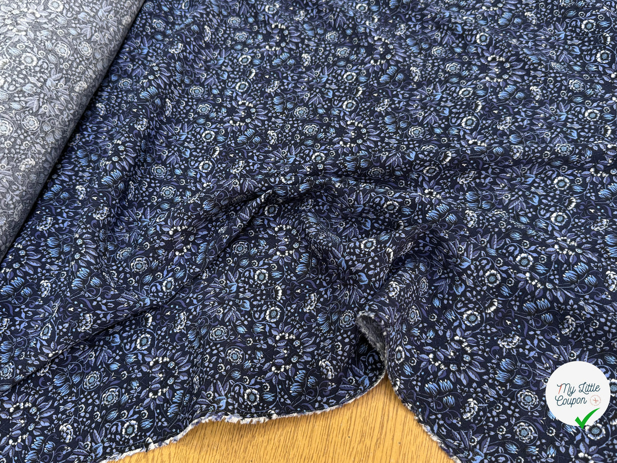 VISCOSE FLUIDE FLORAUX BLEU PREMIUM - My Little Coupon