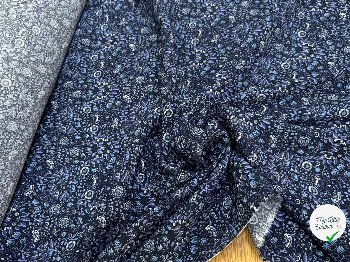 VISCOSE FLUIDE FLORAUX BLEU PREMIUM - My Little Coupon