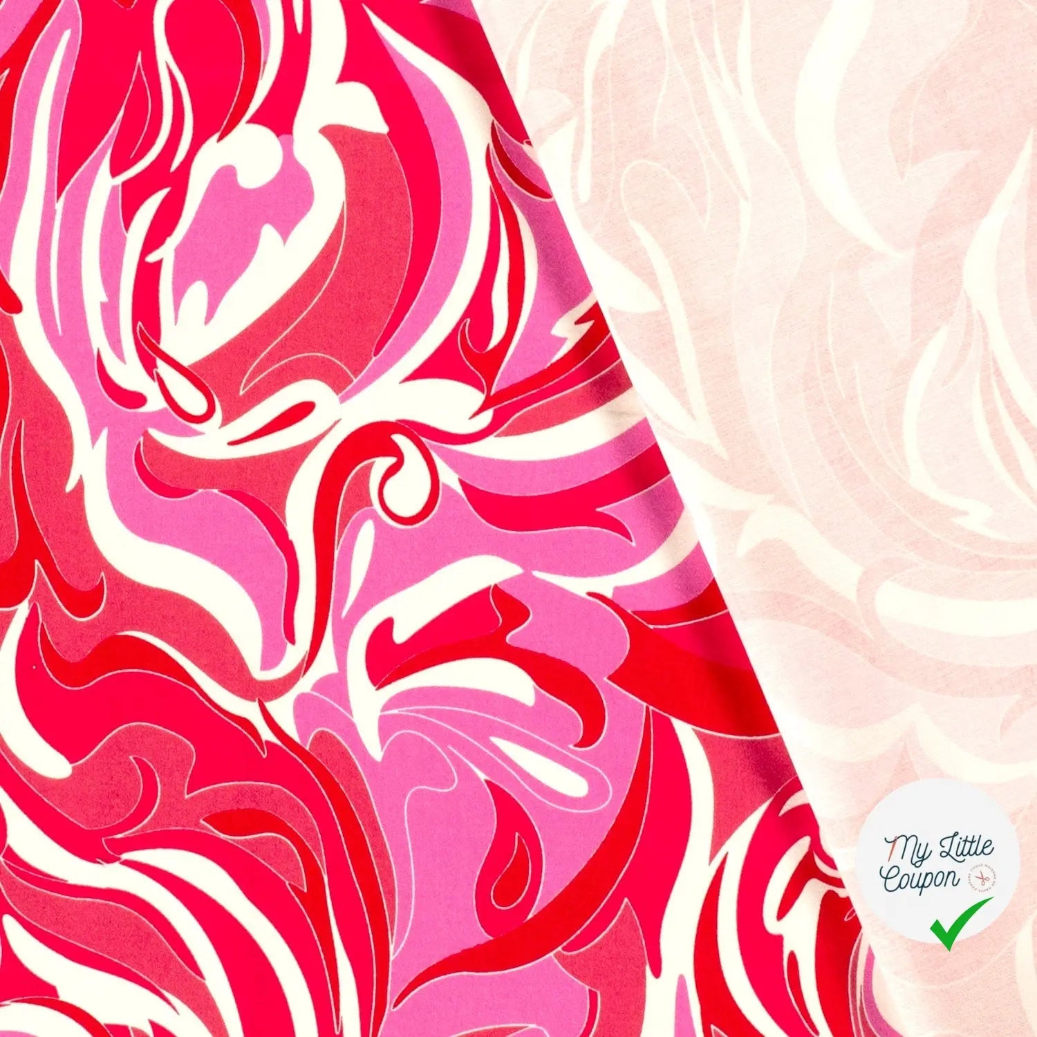 VISCOSE FLUIDE ORANGE & ROSE FEUILLAGES - My Little Coupon