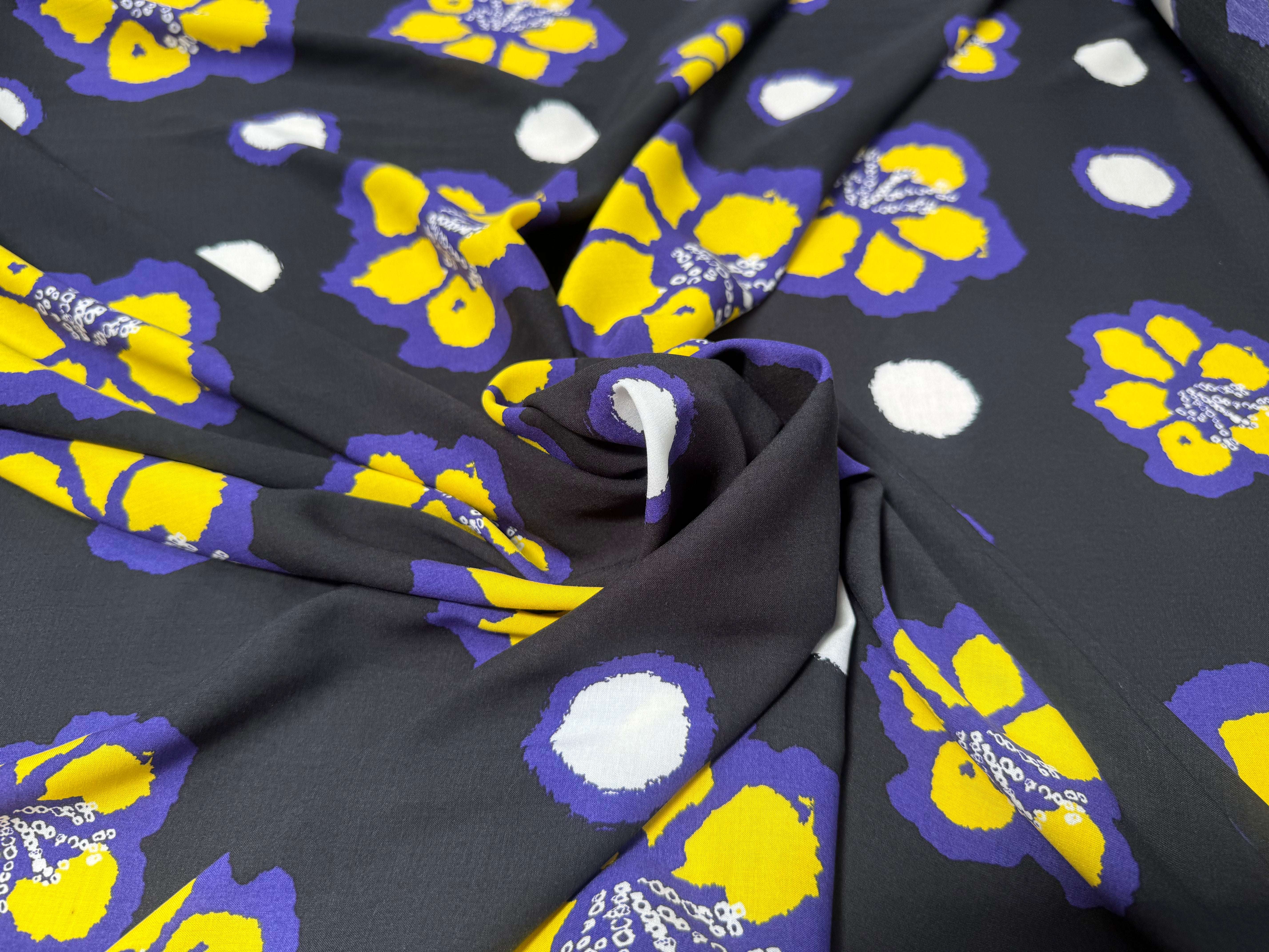 VISCOSE FOND NOIR FLEURS VIOLET - My Little Coupon