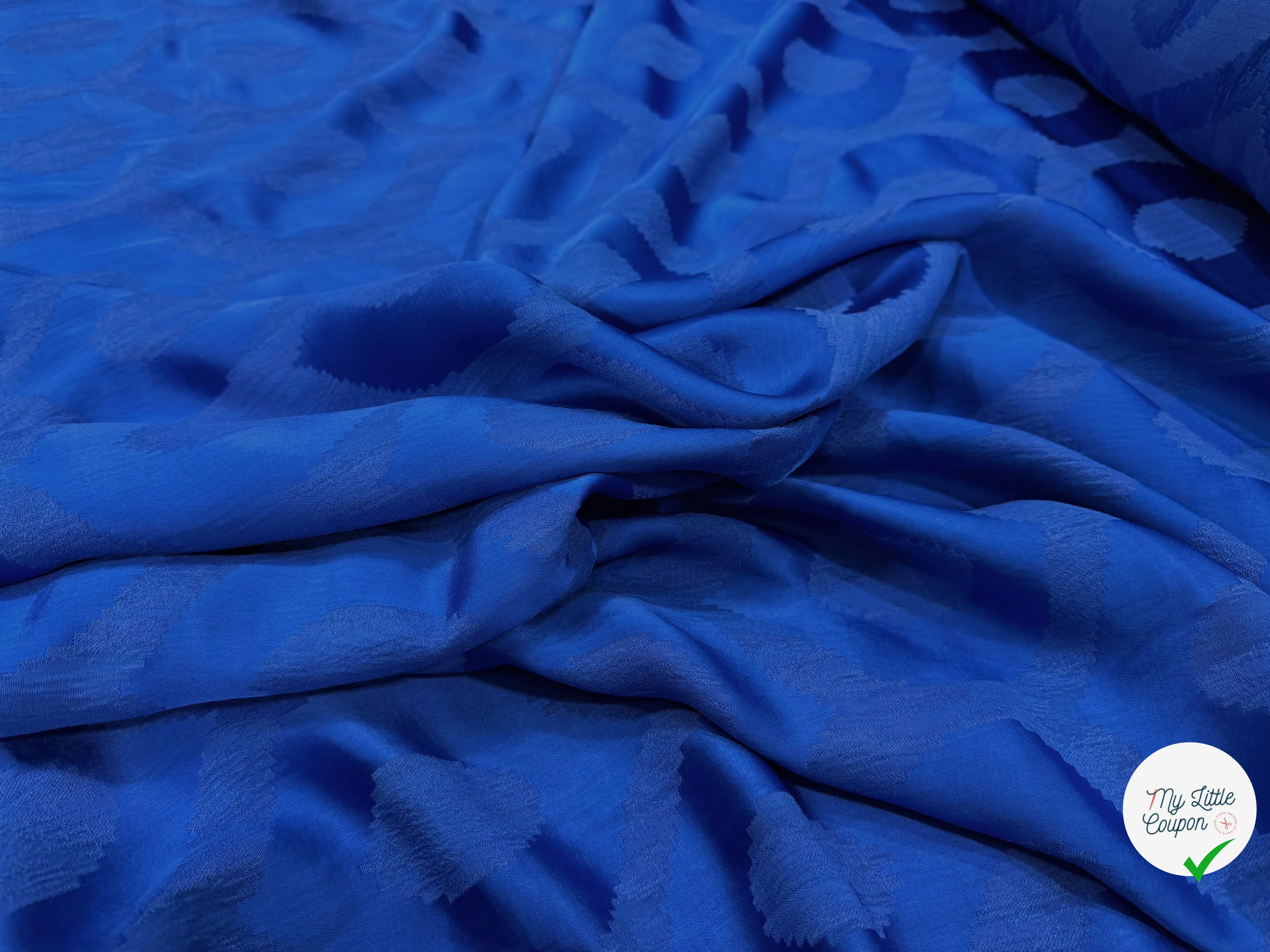 VISCOSE JACQUARD BLEU RAMI COTON ITALIE - My Little Coupon