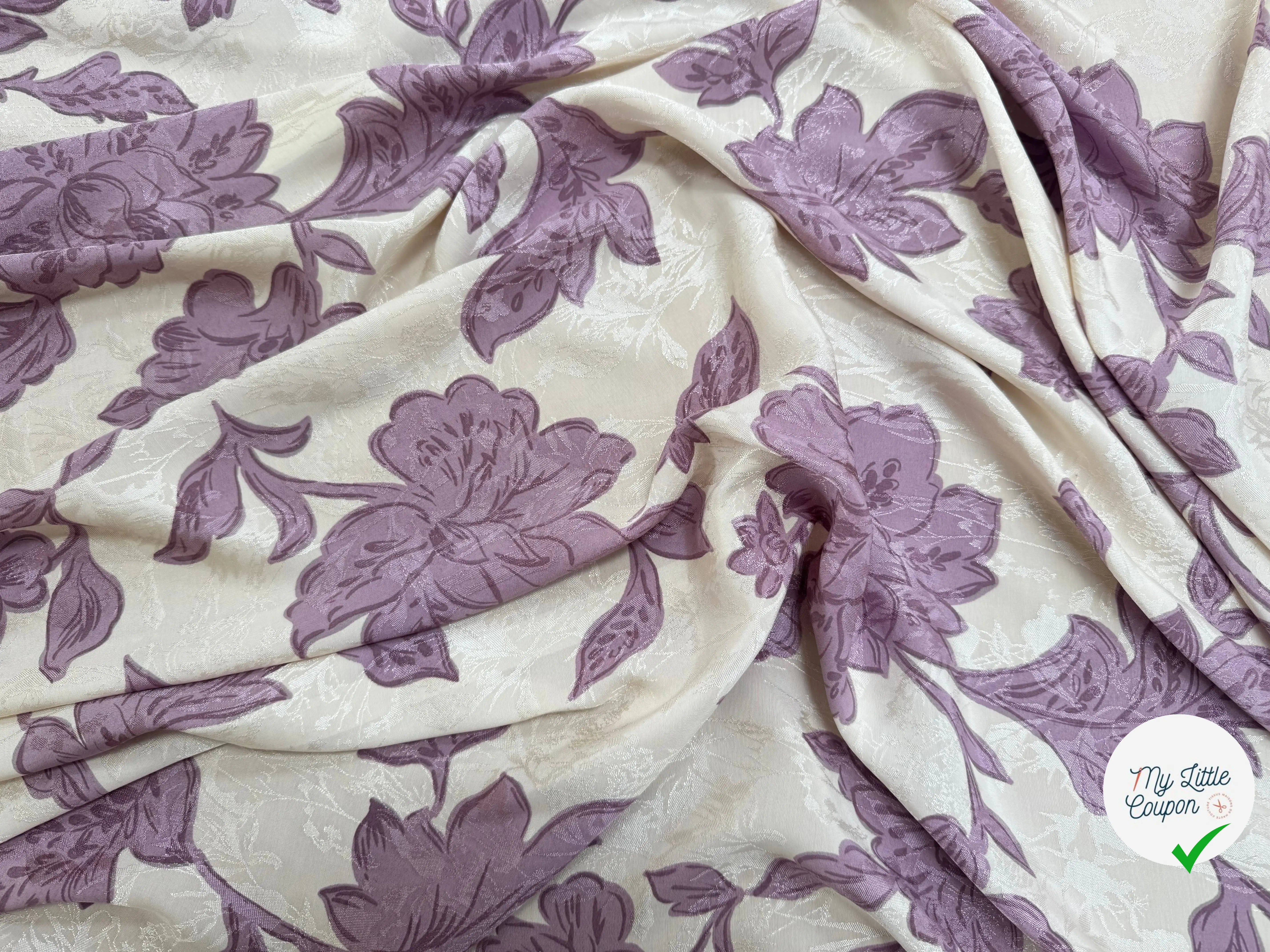 VISCOSE JACQUARD MOTIF FLEURS VIOLET ECOVERO - My Little Coupon
