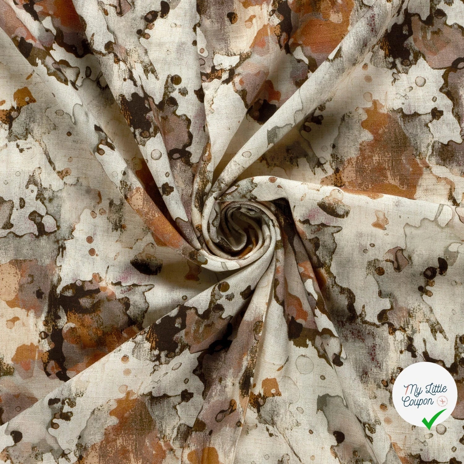 VISCOSE LIN CHAINE ET TRAME ABSTRAIT BEIGE - My Little Coupon