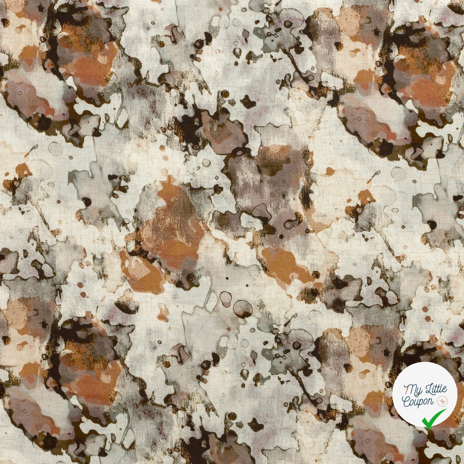 VISCOSE LIN CHAINE ET TRAME ABSTRAIT BEIGE - My Little Coupon