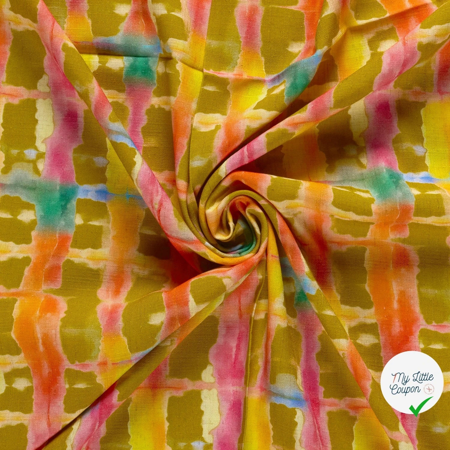 VISCOSE LIN CHAINE ET TRAME ABSTRAIT VERT CITRON - My Little Coupon