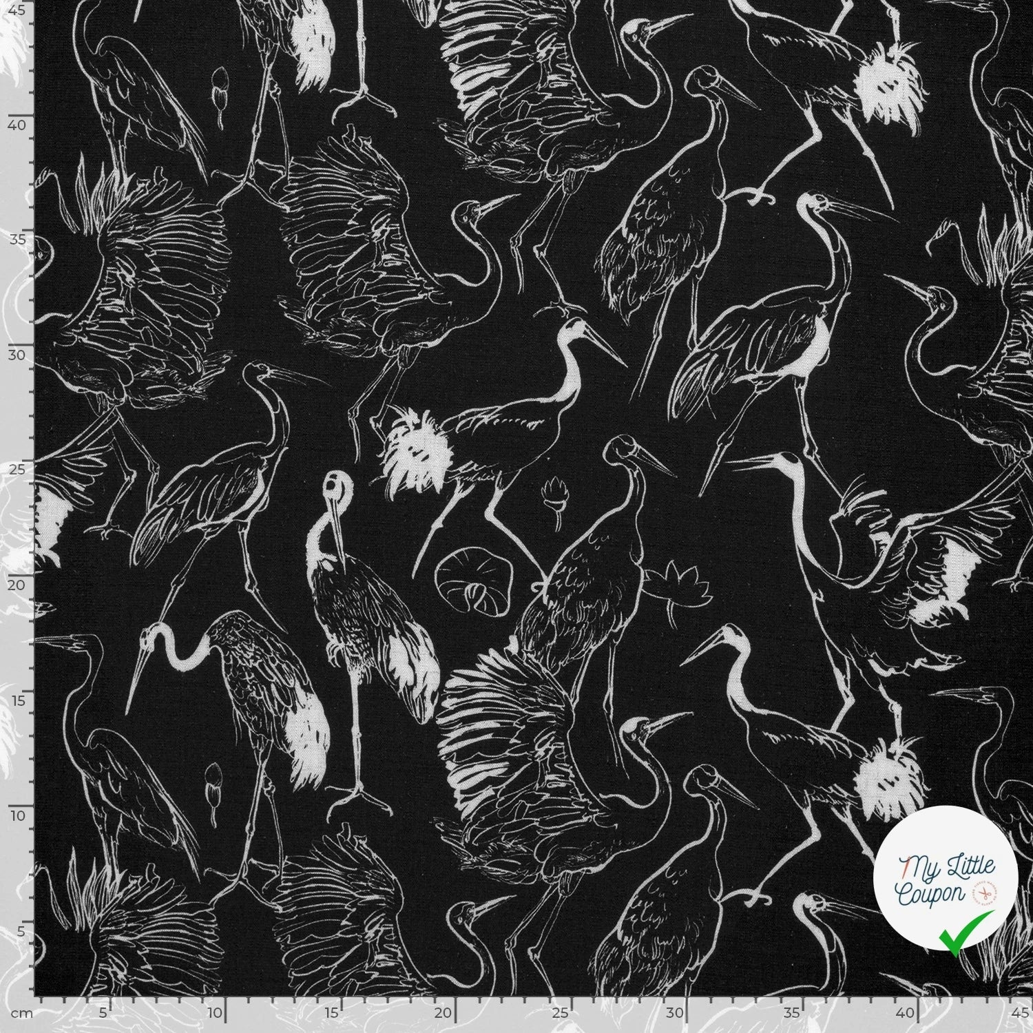 VISCOSE LIN CHAINE ET TRAME OISEAUX NOIR - My Little Coupon