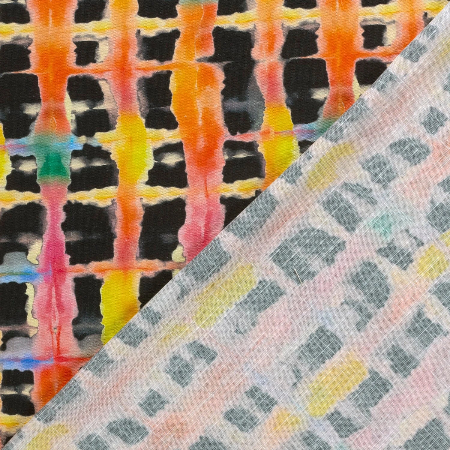 VISCOSE LIN CHAINE ET TRAME TISSU IMPRIMÉ ABSTRAIT BLEU MARINE #2 - My Little Coupon