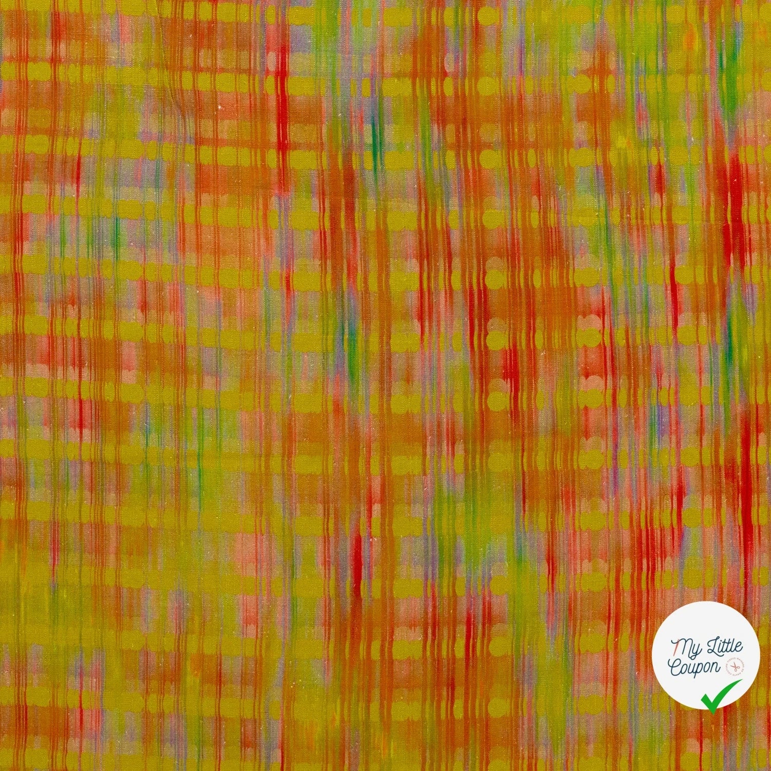 VISCOSE LIN CHAINE ET TRAME TISSU IMPRIMÉ ABSTRAIT VERT CITRON - My Little Coupon