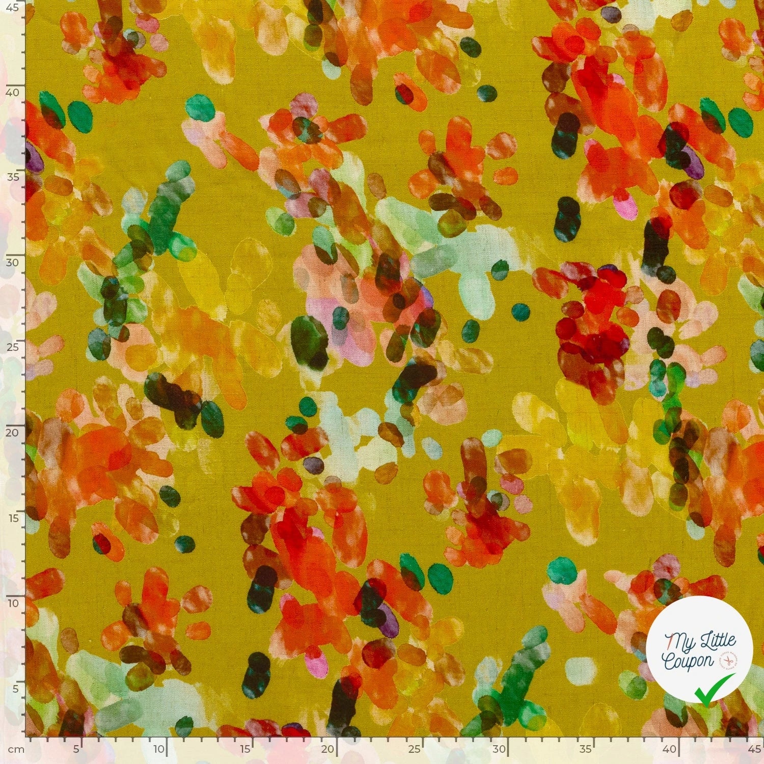 VISCOSE LIN CHAINE ET TRAME TISSU IMPRIMÉ ABSTRAIT VERT CITRON #2 - My Little Coupon
