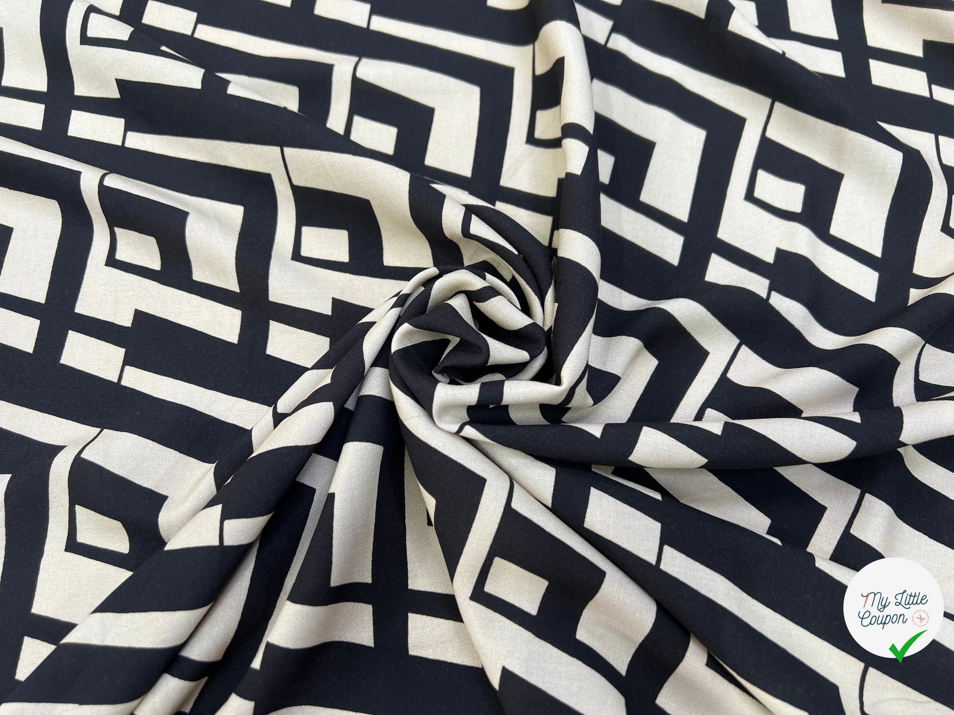 VISCOSE OPTIQUE NOIR ET BLANC 140 CM - My Little Coupon