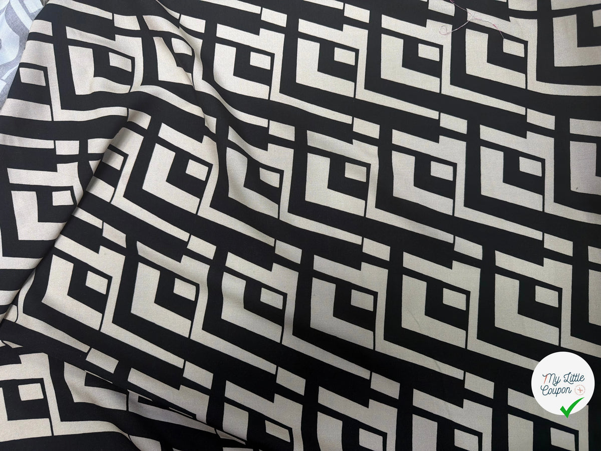 VISCOSE OPTIQUE NOIR ET CRÈME FONCÉ 140 CM - My Little Coupon