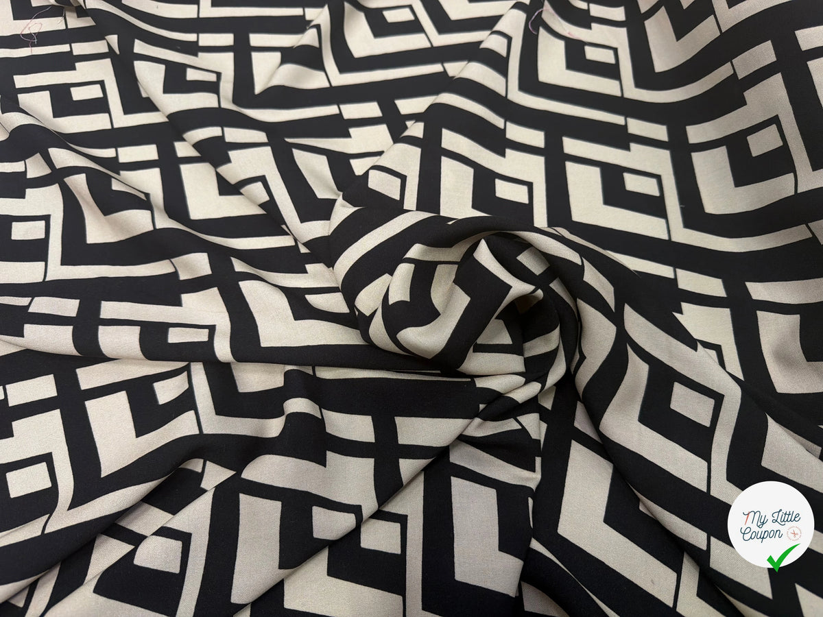 VISCOSE OPTIQUE NOIR ET CRÈME FONCÉ 140 CM - My Little Coupon