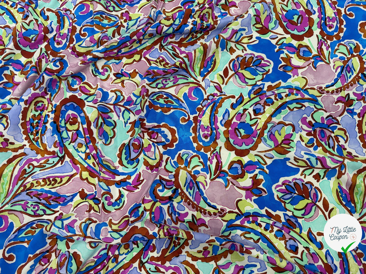 VISCOSE PAISLEY BLEU MULTICO 140 CM - My Little Coupon
