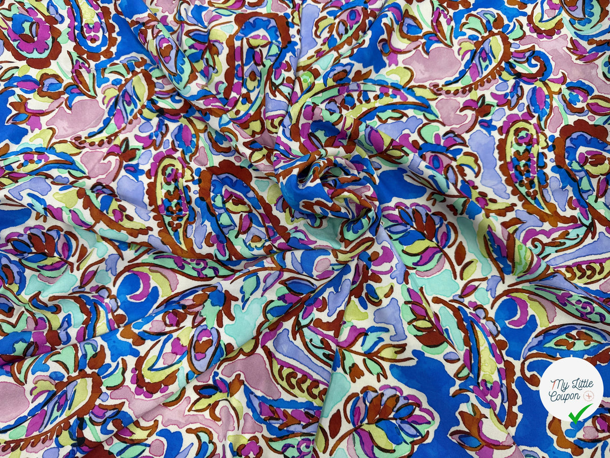 VISCOSE PAISLEY BLEU MULTICO 140 CM - My Little Coupon